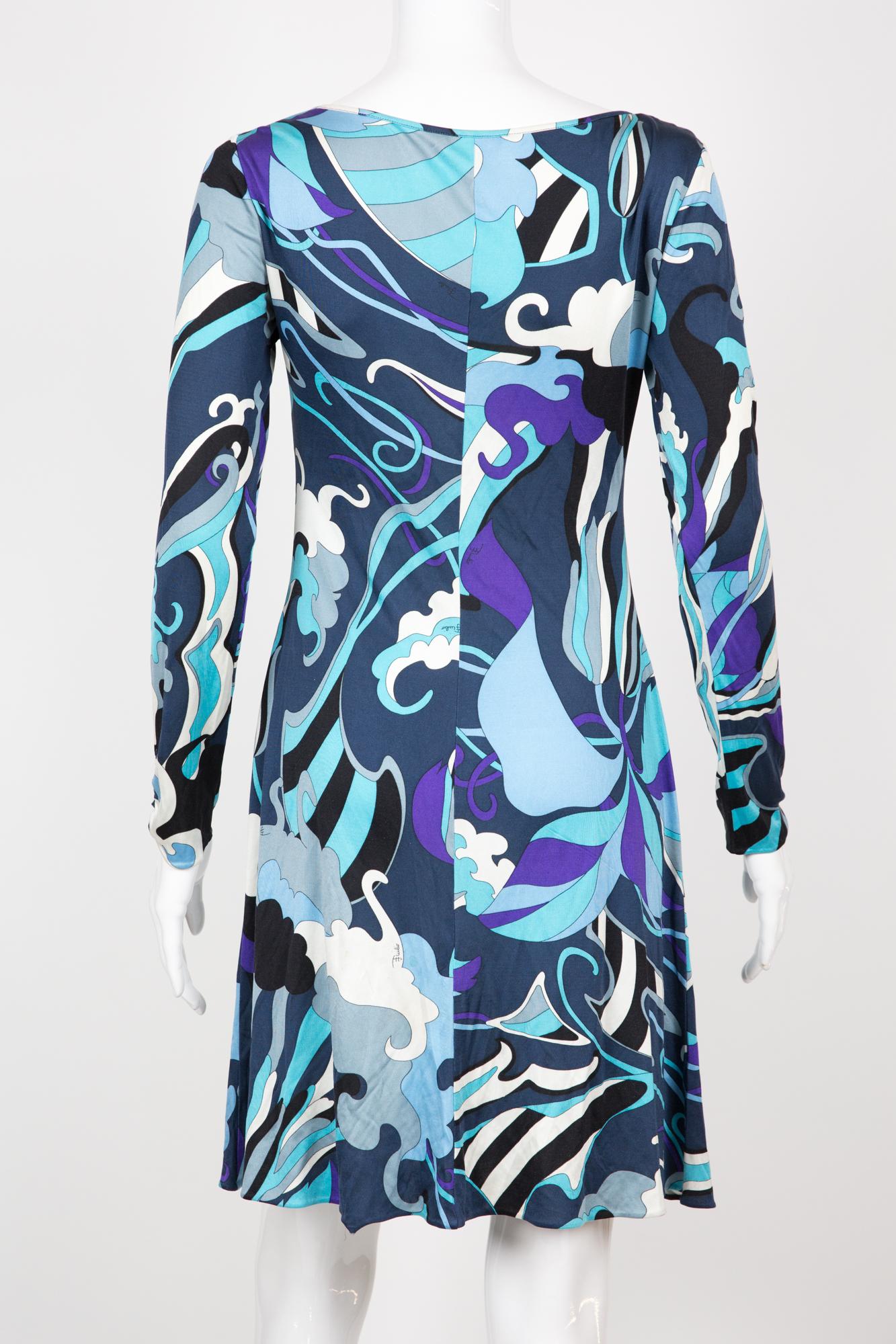 Women's Emilio Pucci Blue Silk Dress For Sale