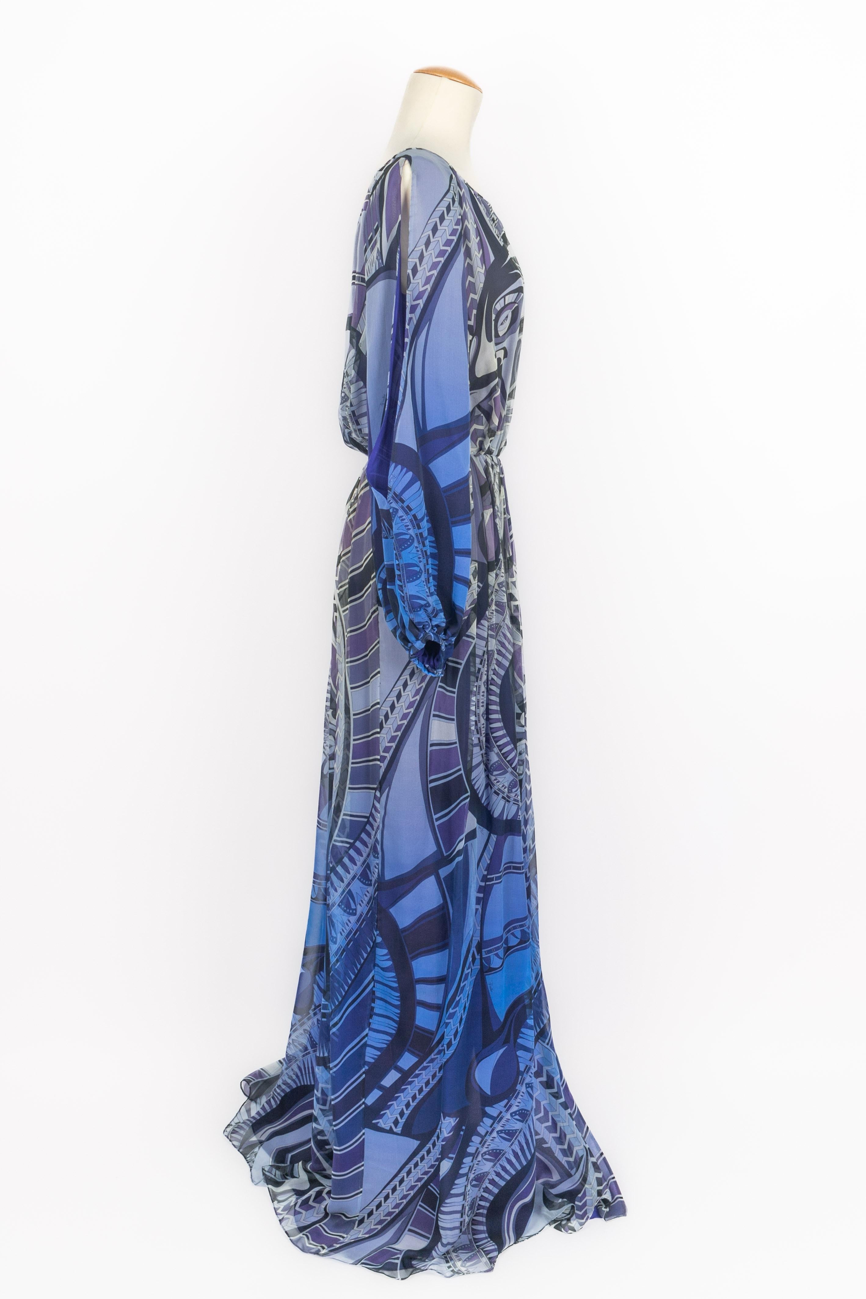 Abito Emilio Pucci in seta blu In condizioni ottime in vendita a SAINT-OUEN-SUR-SEINE, FR