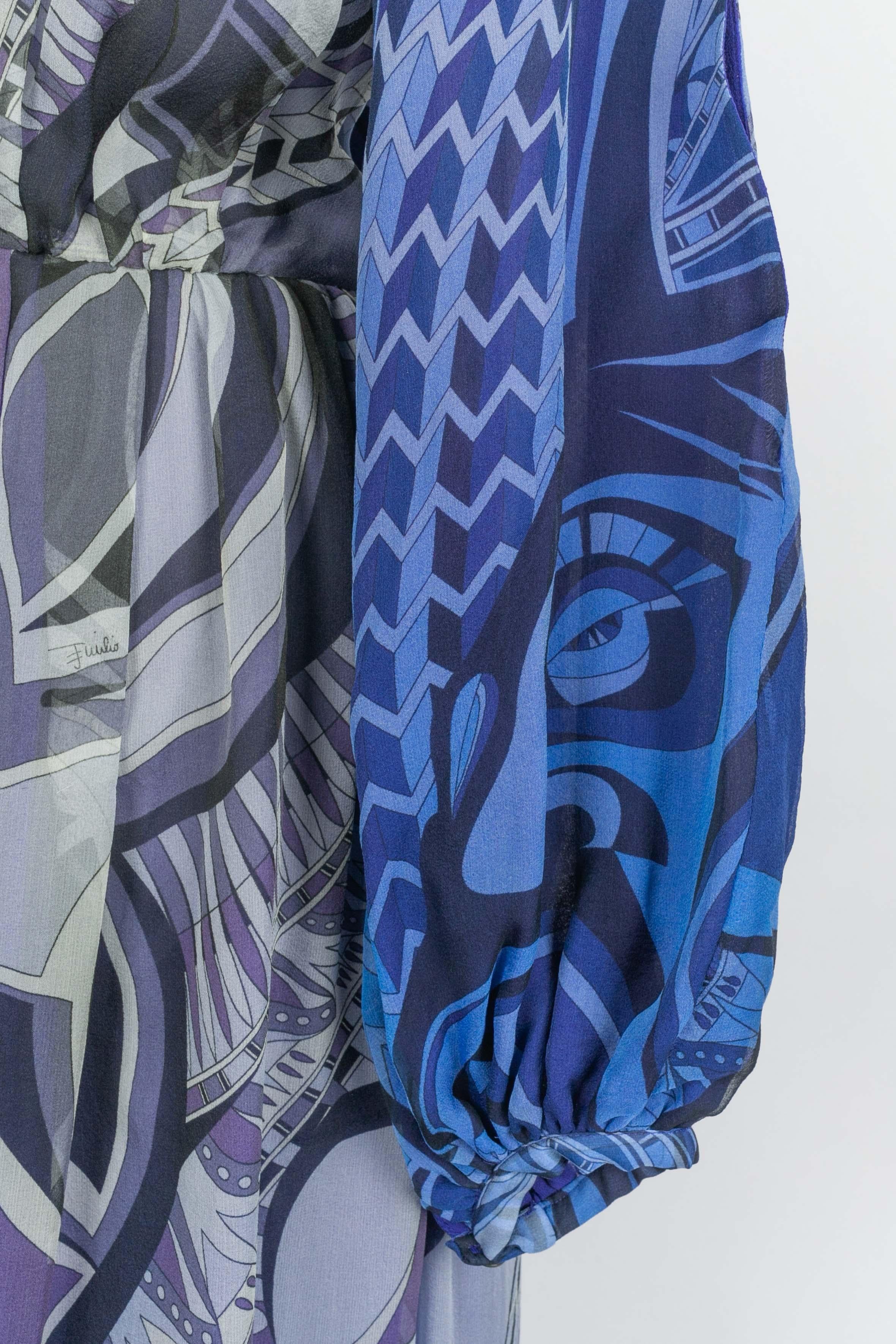 Abito Emilio Pucci in seta blu in vendita 1