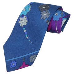 Emilio Pucci Blue Silk Men’s Neck Tie, 1970's