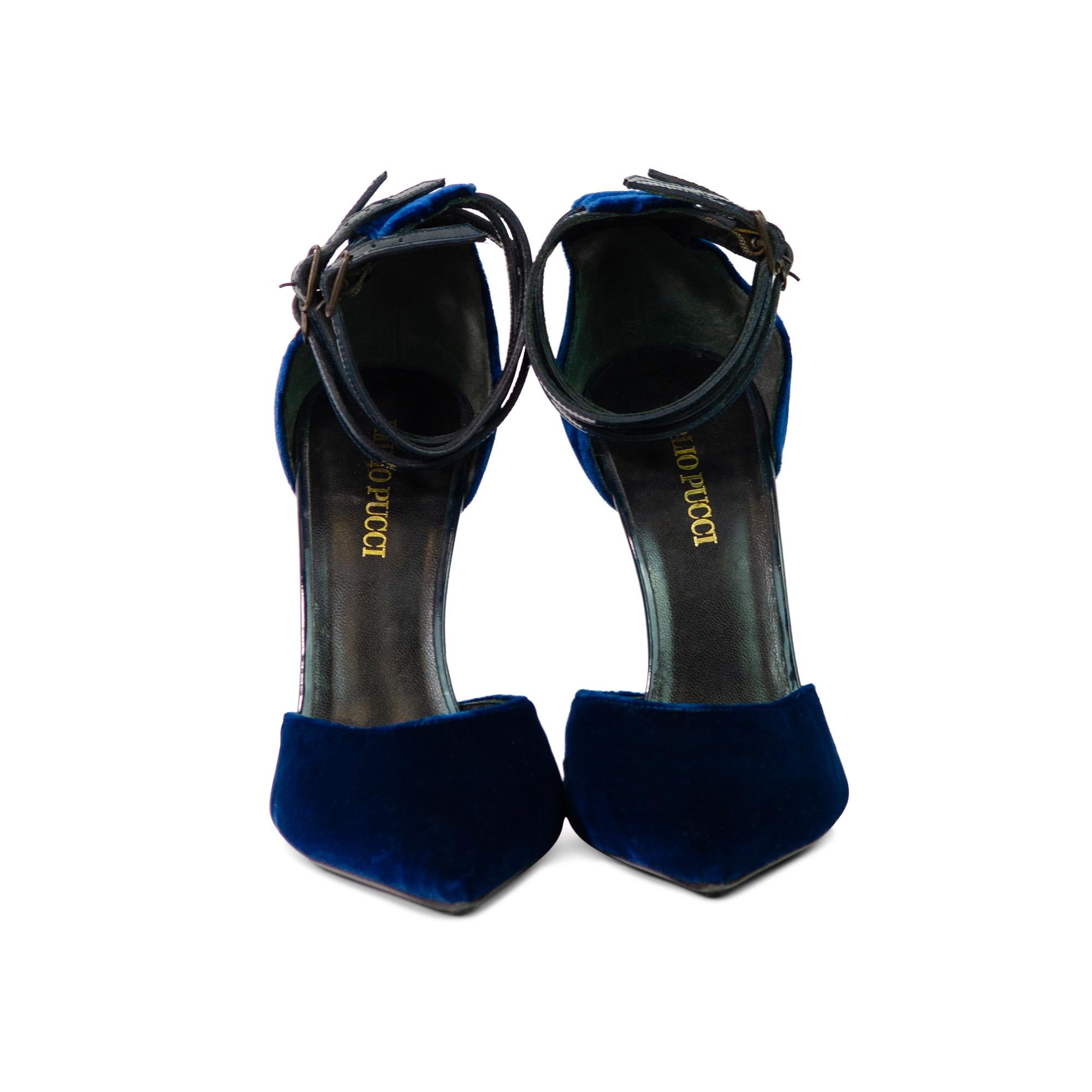 Emilio Pucci - Talons en velours bleu Neuf - En vente à Berlin, BE