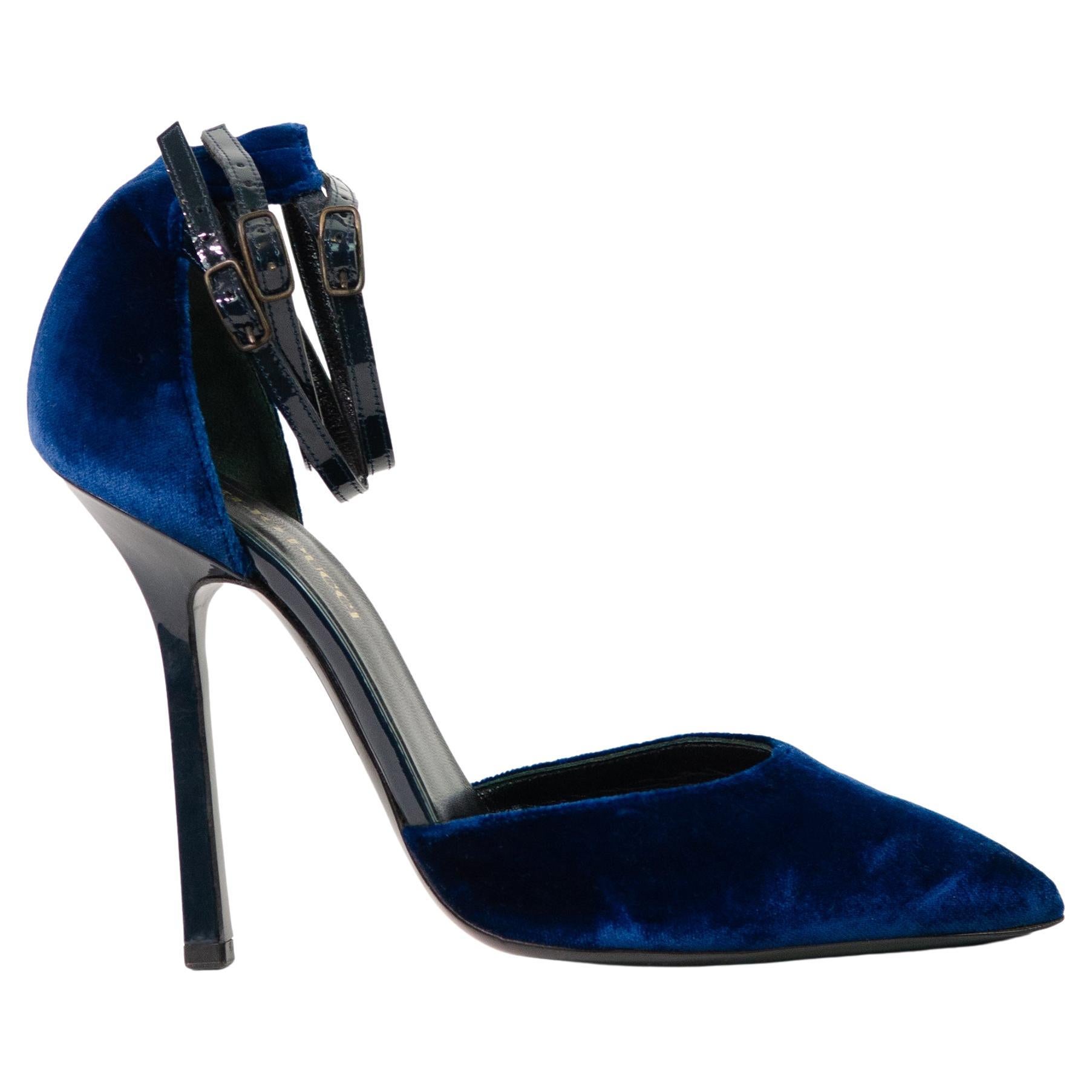 Emilio Pucci Blue Velvet Heels For Sale