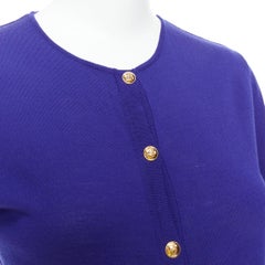 EMILIO PUCCI blue virgin wool floral lace back cardigan S