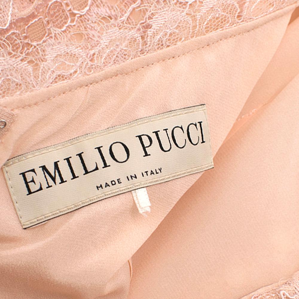 Emilio Pucci Blush Open-back lace dress - Size US 0 In New Condition For Sale In London, GB