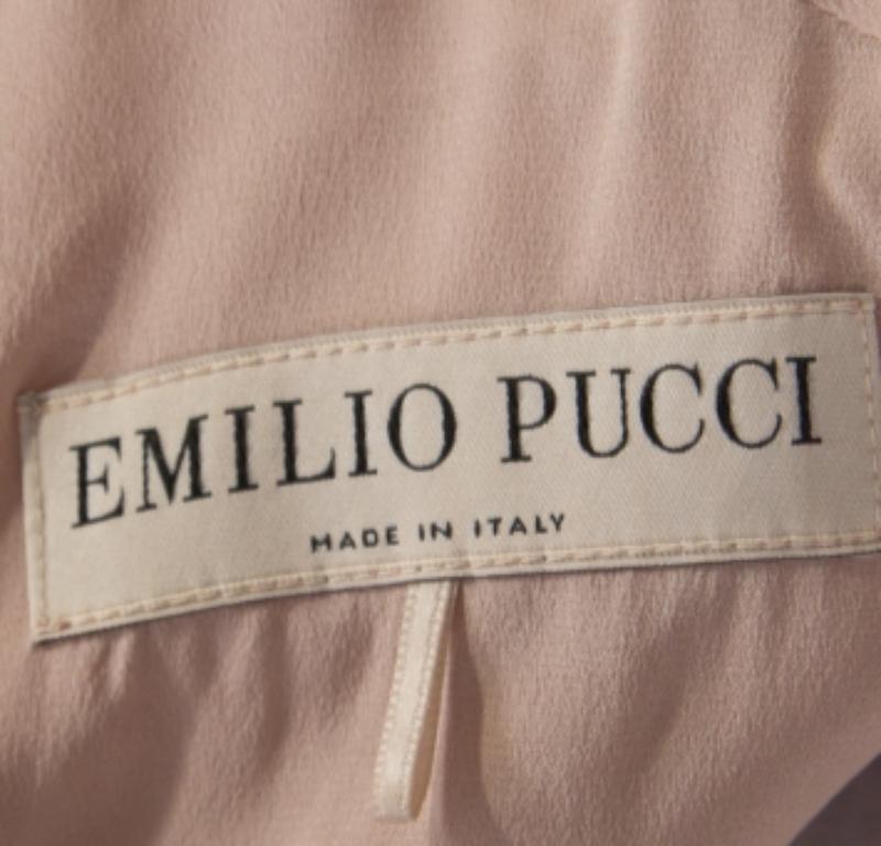 Emilio Pucci Blush Pink Wolle Kontrast Mieder Kleid mit kurzen Ärmeln und Krawatte Detail M Damen im Angebot