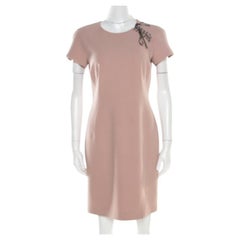 Emilio Pucci Blush Pink Wolle Kontrast Mieder Kleid mit kurzen Ärmeln und Krawatte Detail M