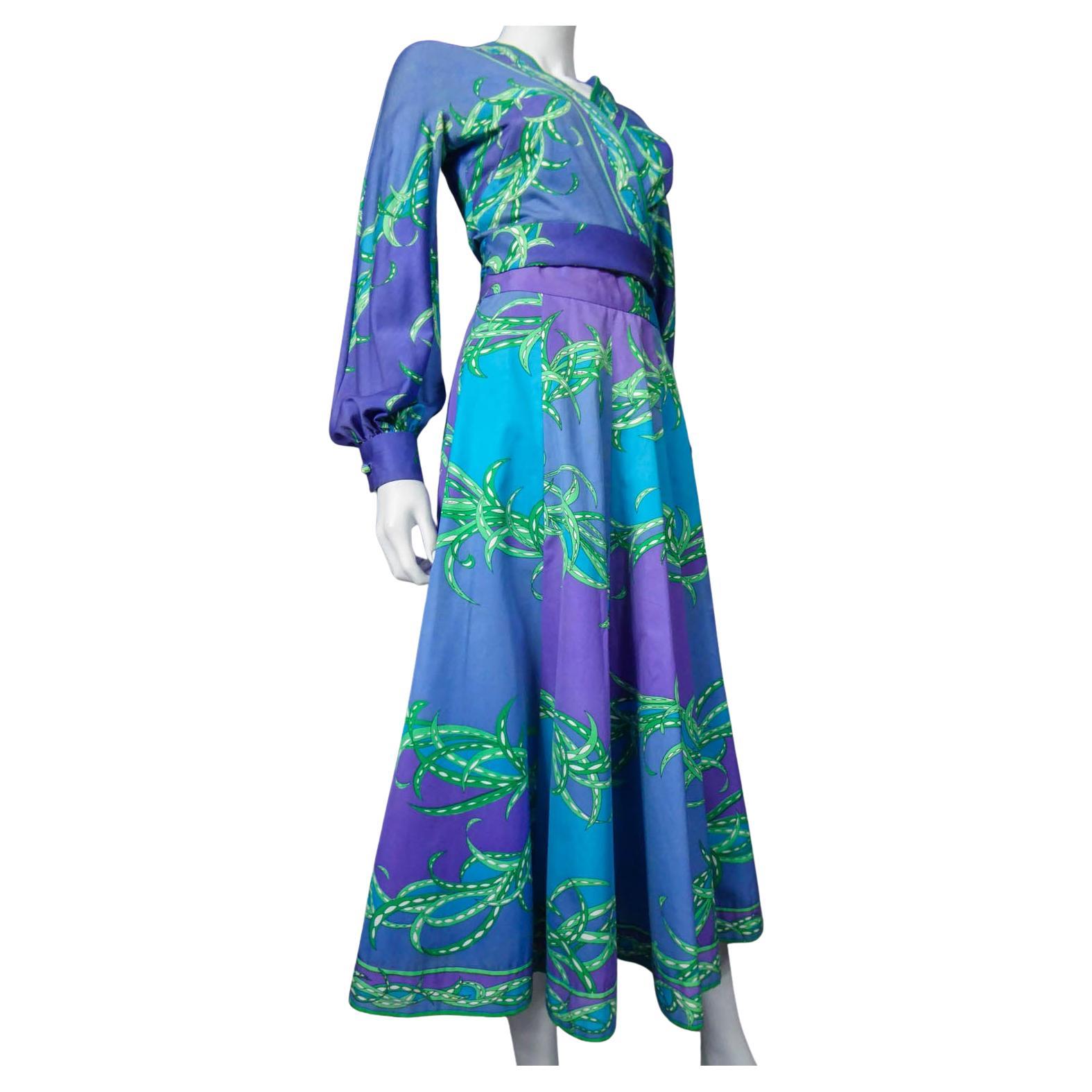 Emilio Pucci Bolero and skirt Printed cotton set, Circa 1970s