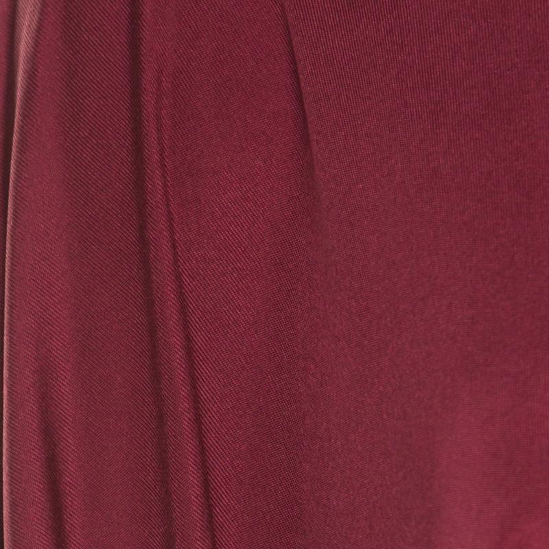 Emilio Pucci Bordeaux Silk Knit Batwing Sleeve Top M In Good Condition In Dubai, Al Qouz 2