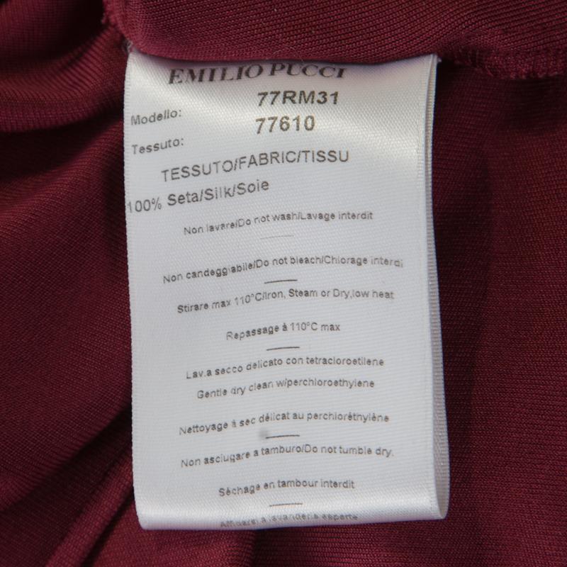 Emilio Pucci Bordeaux Silk Knit Batwing Sleeve Top M 2