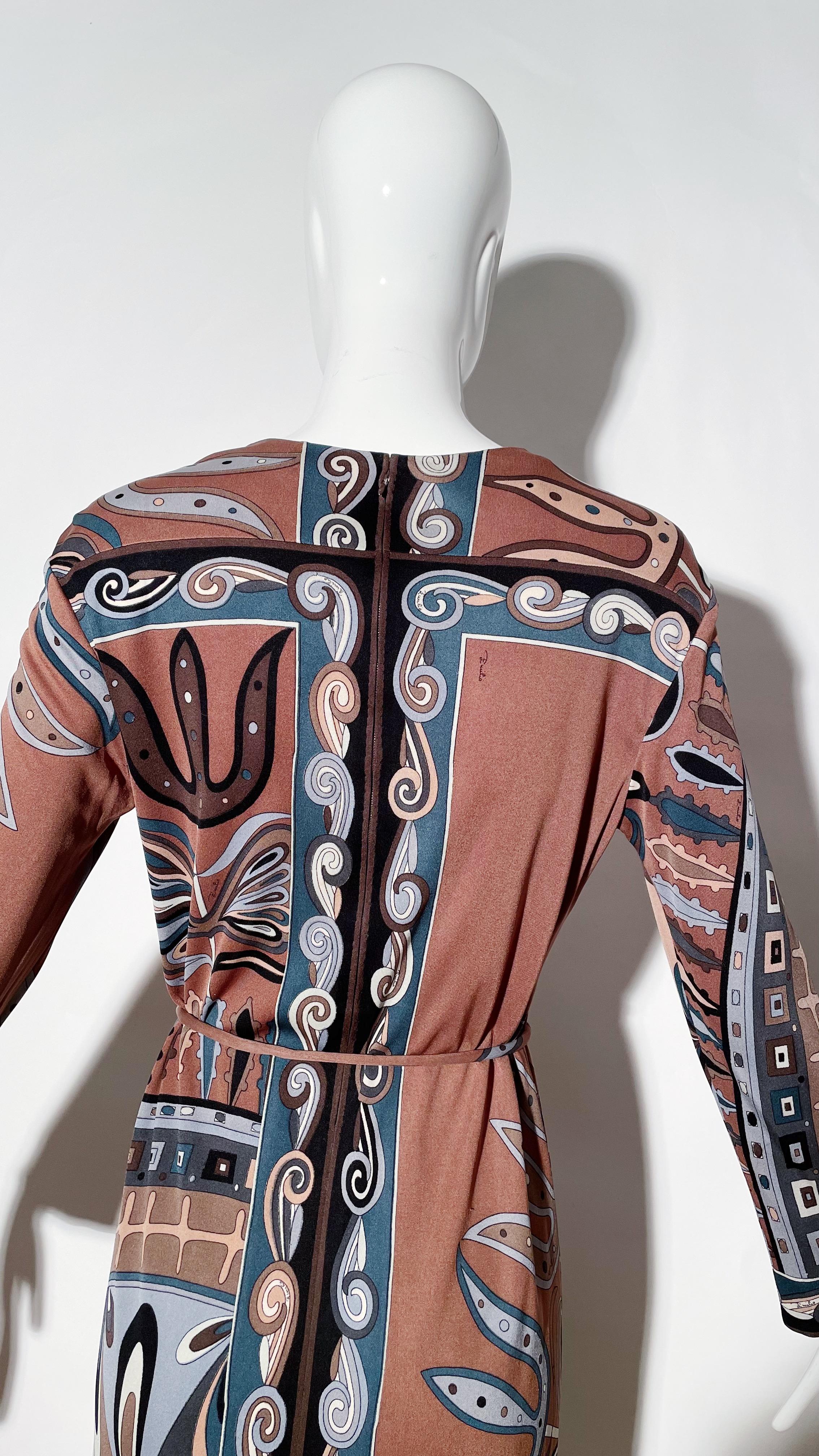 Emilio Pucci Brown Belted Dress  For Sale 1