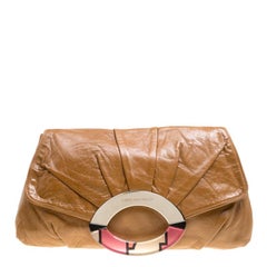 Emilio Pucci Brown Leather Clutch