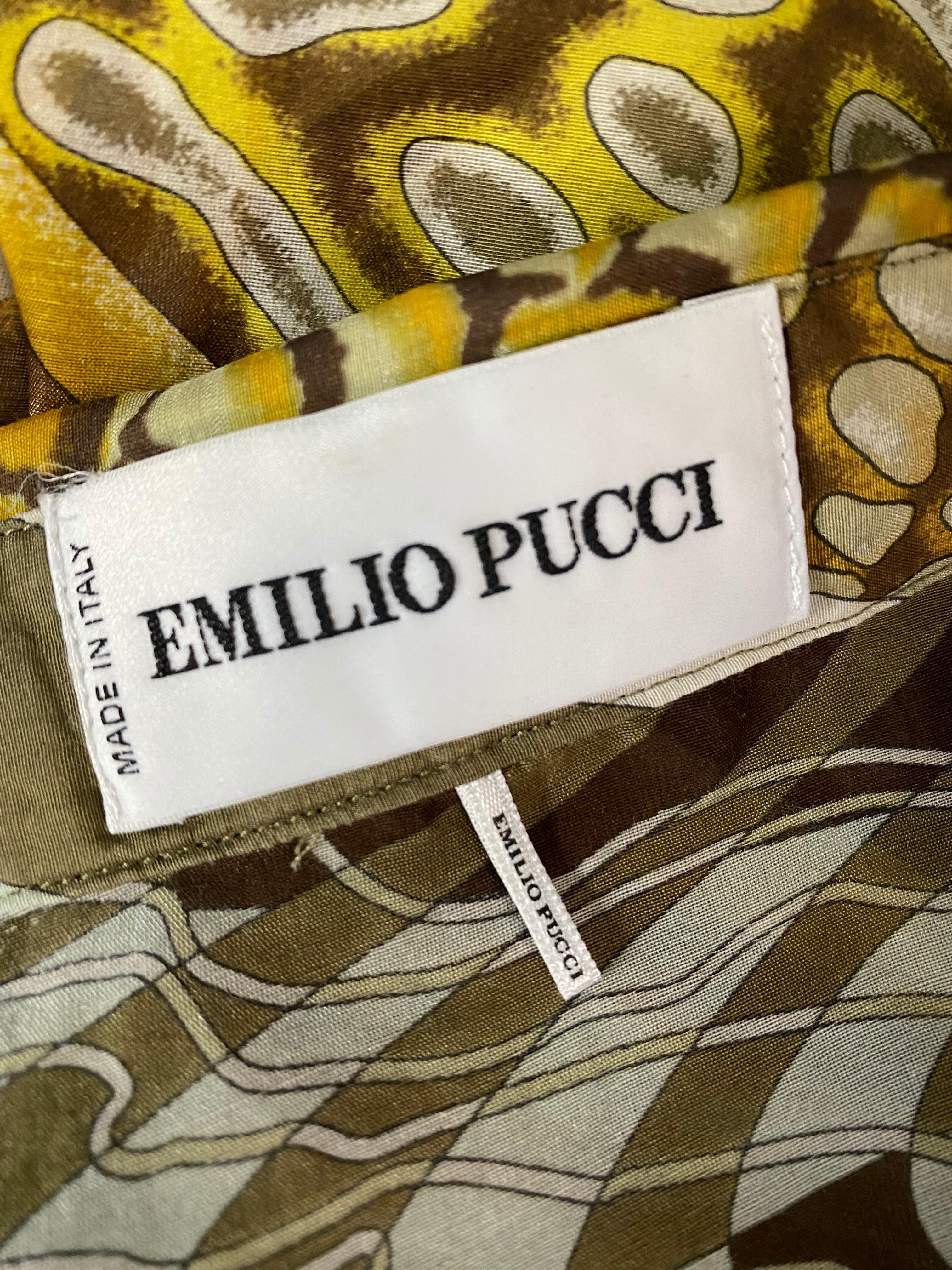 Emilio Pucci Brown Silk and Cotton Button Down Long Sleeves Blouse Shirt Size 36 For Sale 6