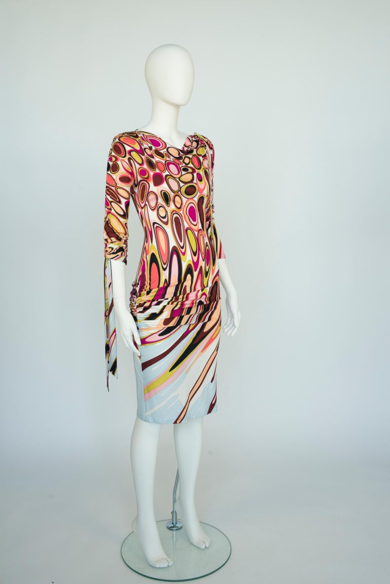 Emilio Pucci By Christian Lacroix Printed Stretch-Jersey Dress, Fall-Winter 2003 In Good Condition For Sale In Geneva, CH