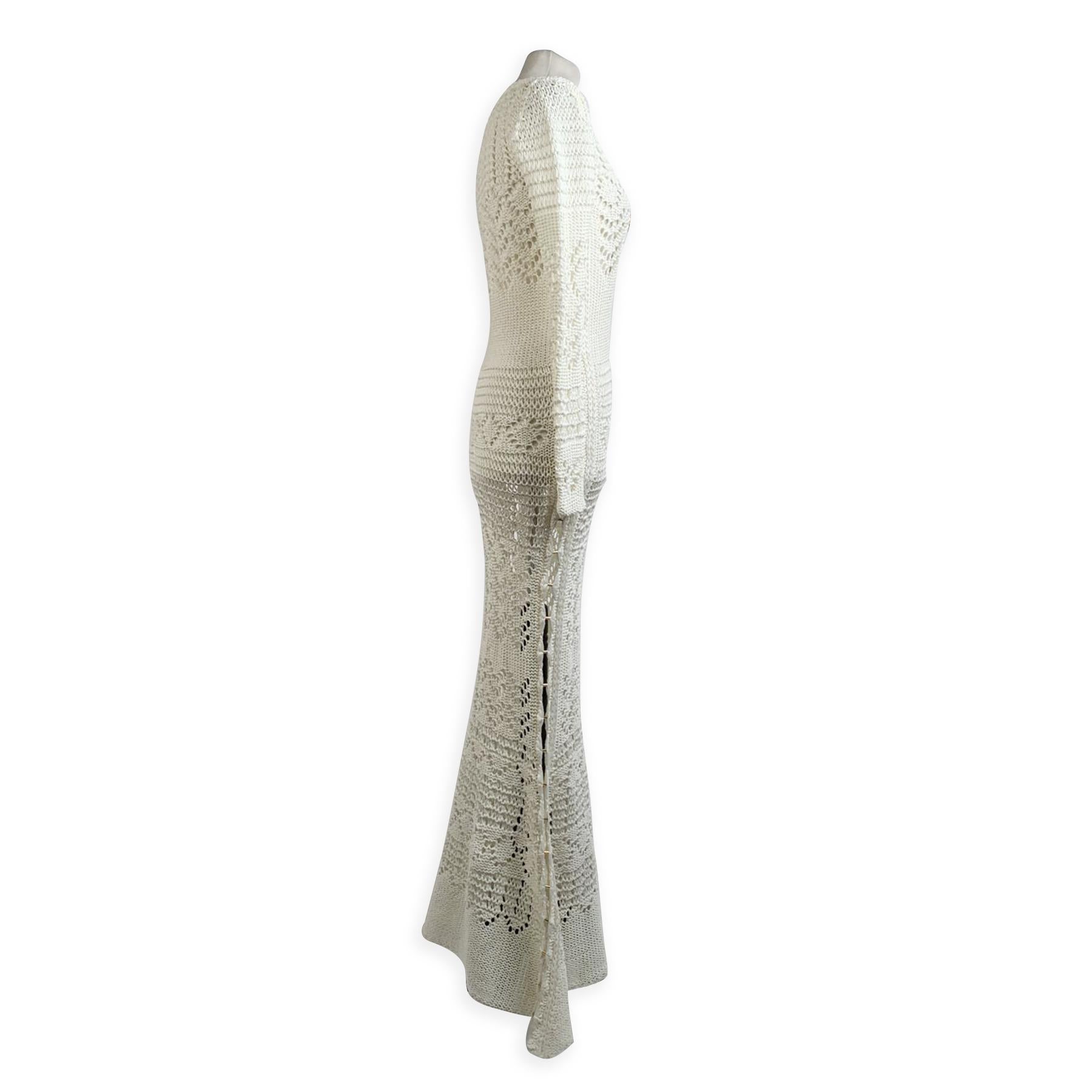 Gray Emilio Pucci by Peter Dundas 2011 White Crochet Maxi Dress Size 40 IT