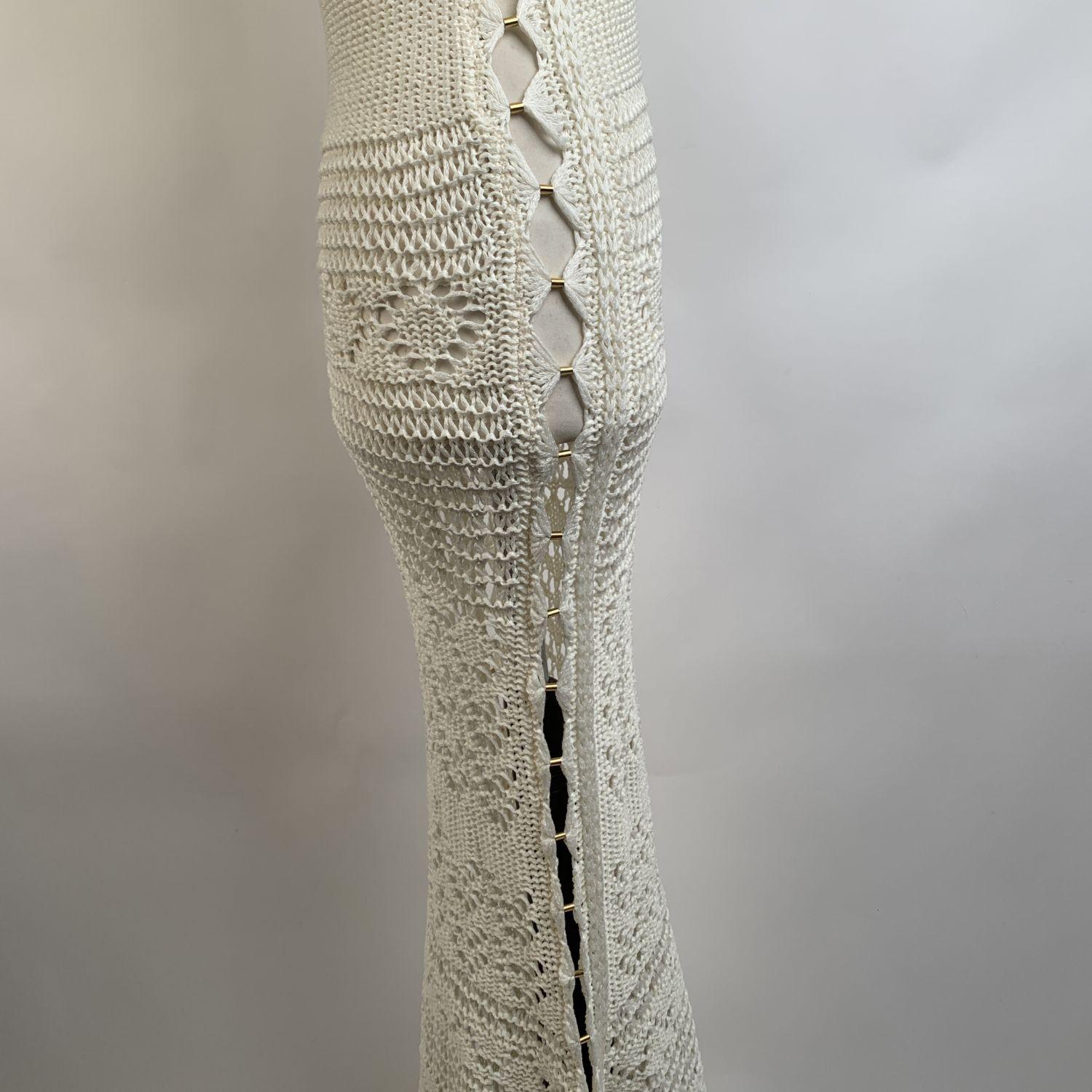 Women's Emilio Pucci by Peter Dundas 2011 White Crochet Maxi Dress Size 40 IT