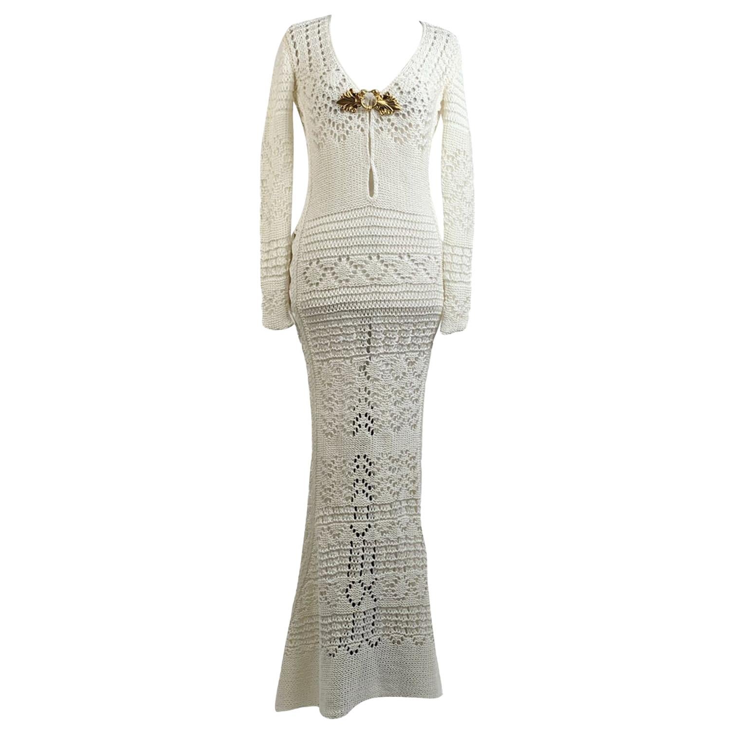 Emilio Pucci by Peter Dundas 2011 White Crochet Maxi Dress Size 40 IT