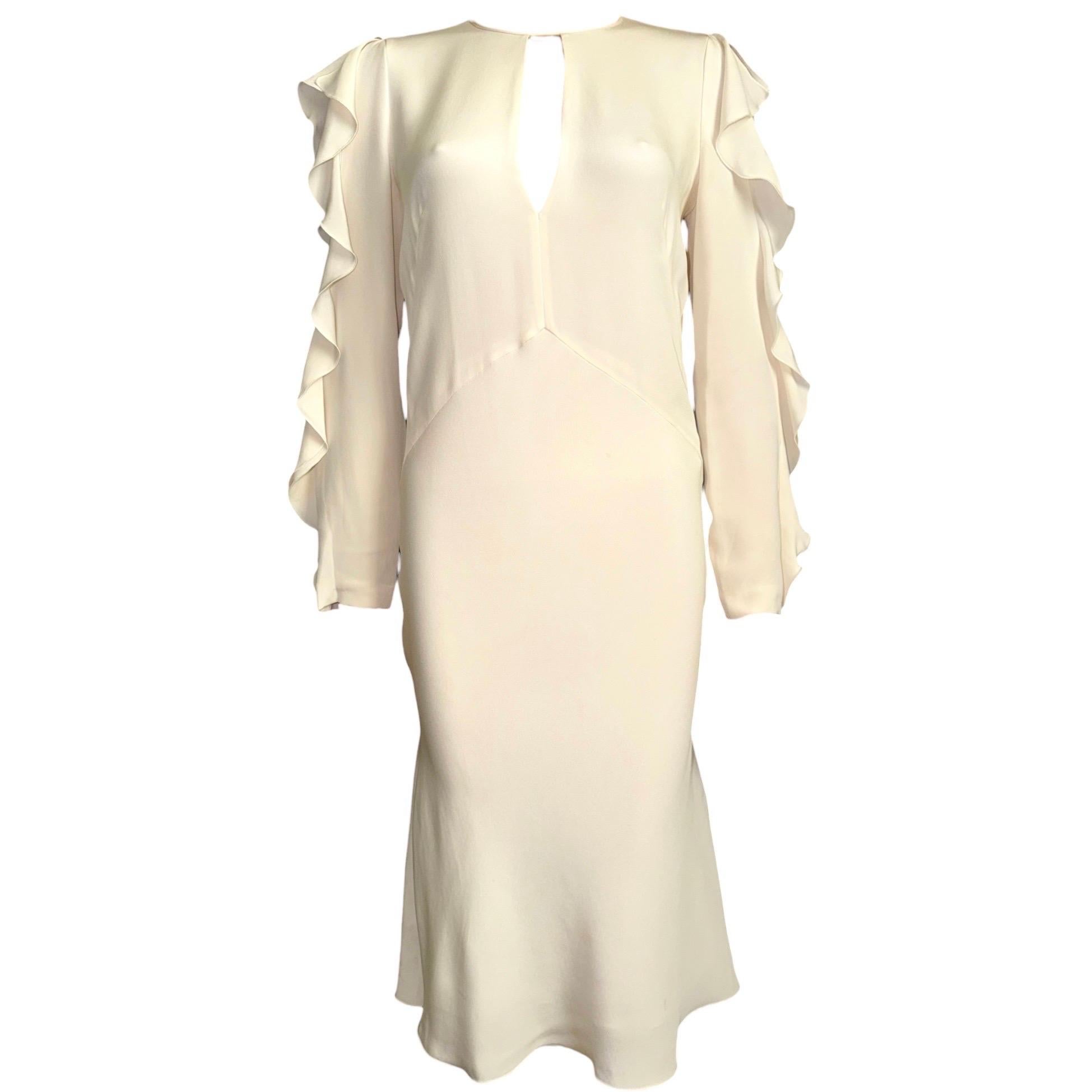 EMILIO PUCCI by Peter Dundas 2013 Abito in seta con volant in crema Sposa 42