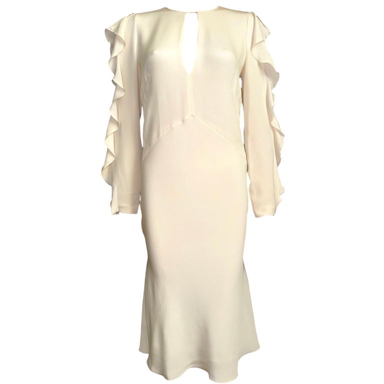 cream colored silk dress Serenity AMANDA BUTTER-CREAM HIGH-NECK SILK-SATIN MAXI DRESS