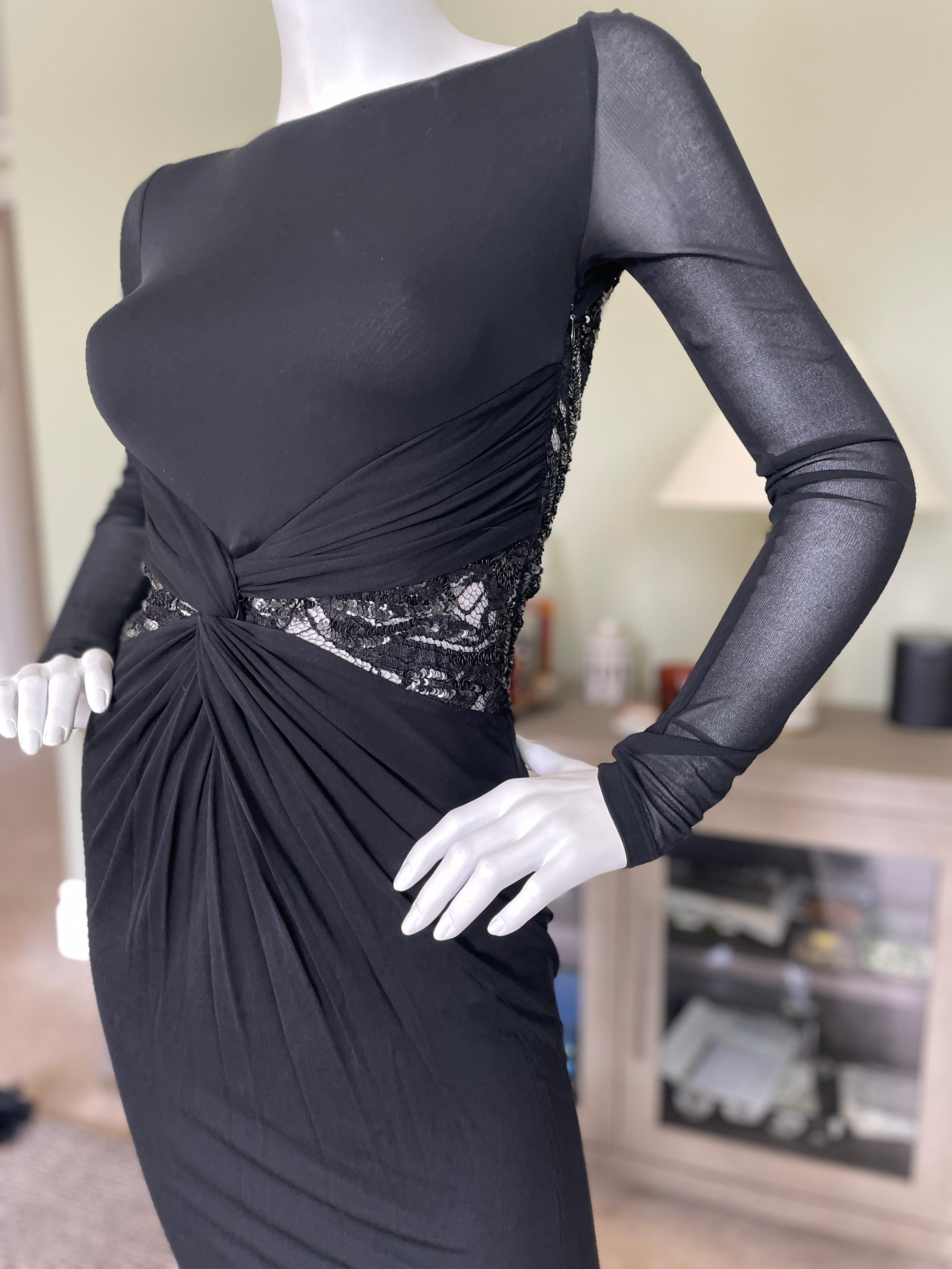 Emilio Pucci by Peter Dundas Black Mermaid Dress with Sexy Sheer Sequin Back In Excellent Condition For Sale In Cloverdale, CA