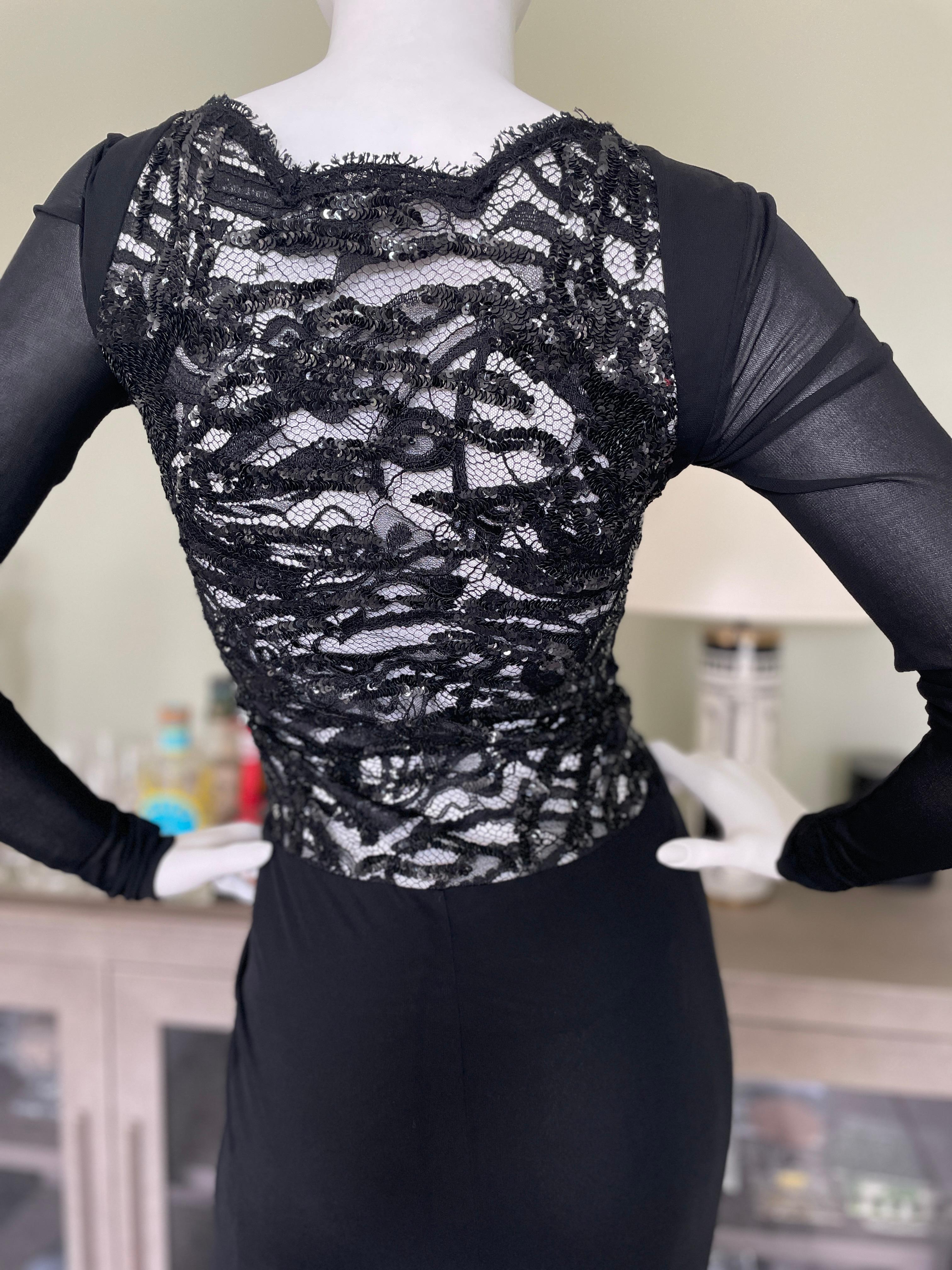 Emilio Pucci by Peter Dundas Black Mermaid Dress with Sexy Sheer Sequin Back For Sale 1