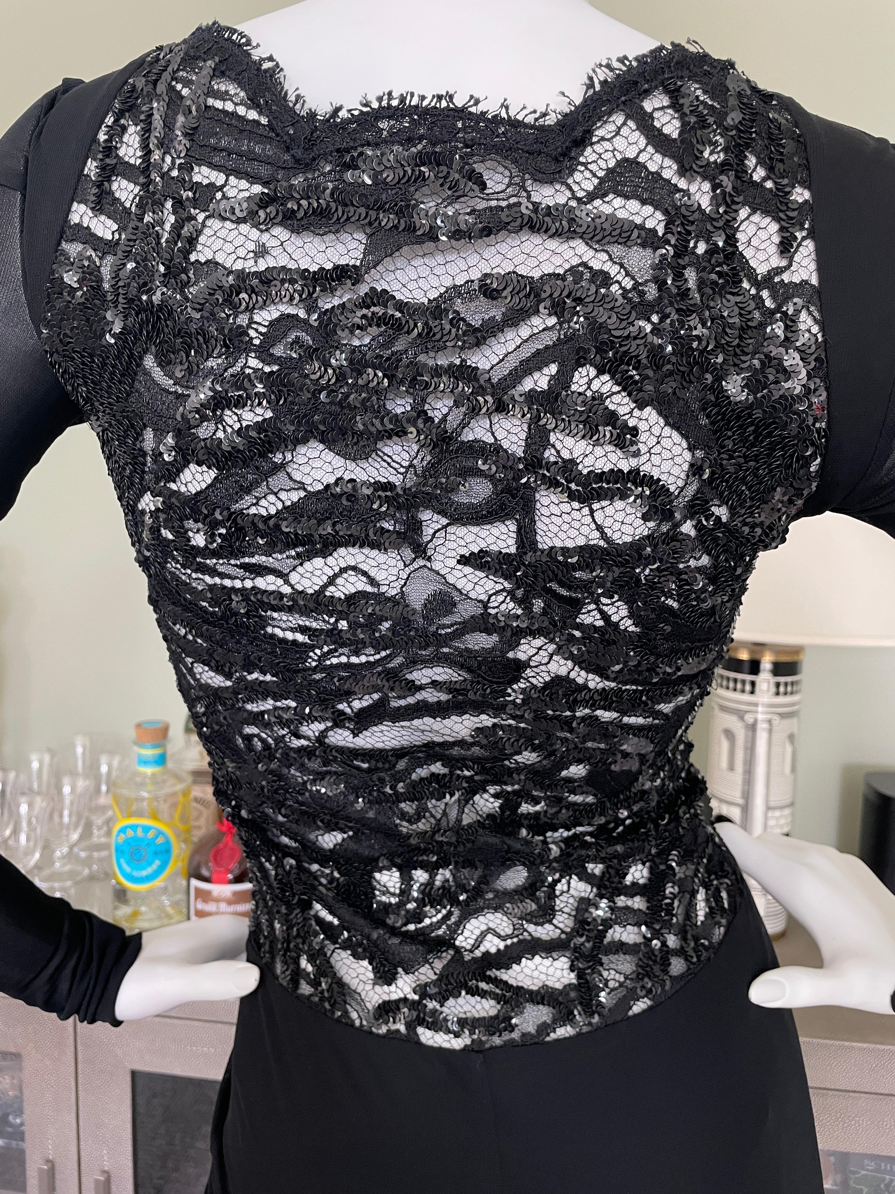 Emilio Pucci by Peter Dundas Black Mermaid Dress with Sexy Sheer Sequin Back For Sale 3