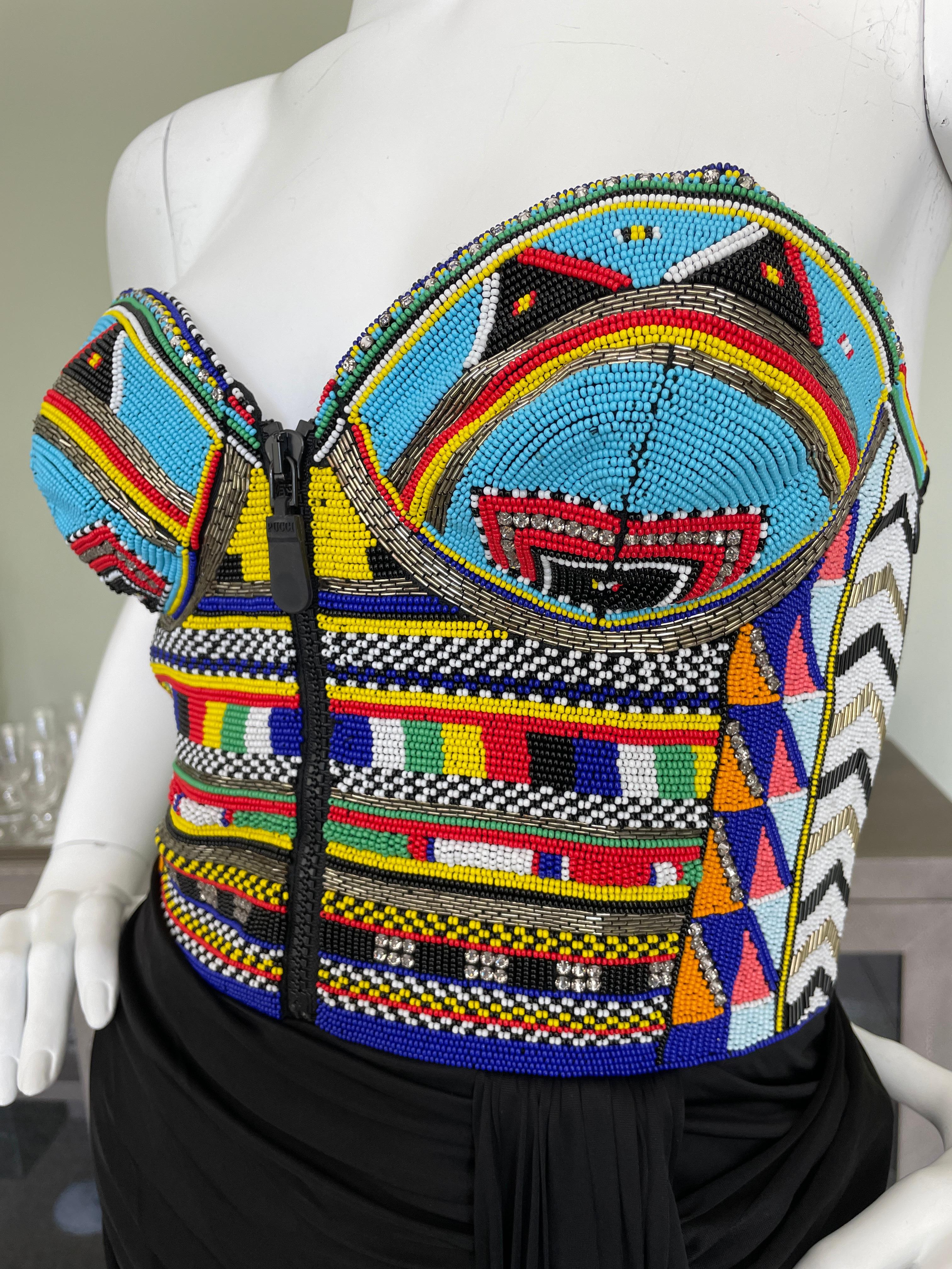 Emilio Pucci by Peter Dundas Masai Bead Corset Dress  In Good Condition In Cloverdale, CA