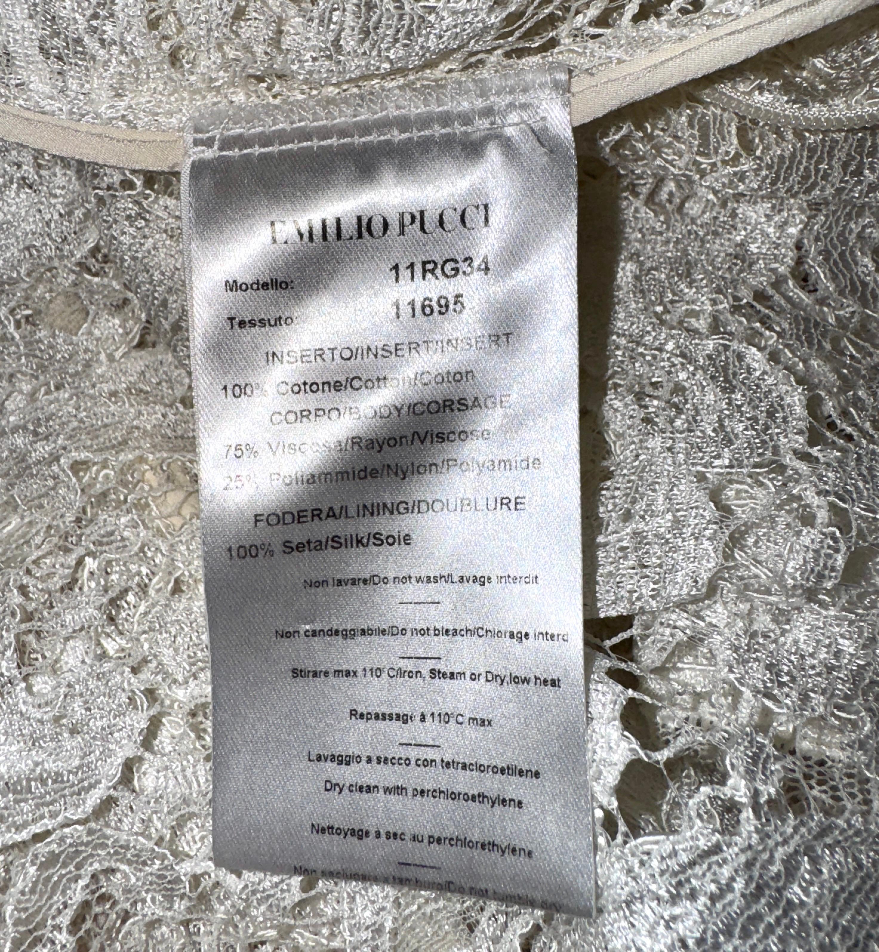 Emilio PUCCI by Peter Dundas Mini robe en dentelle ornée de pompons 38 en vente 5