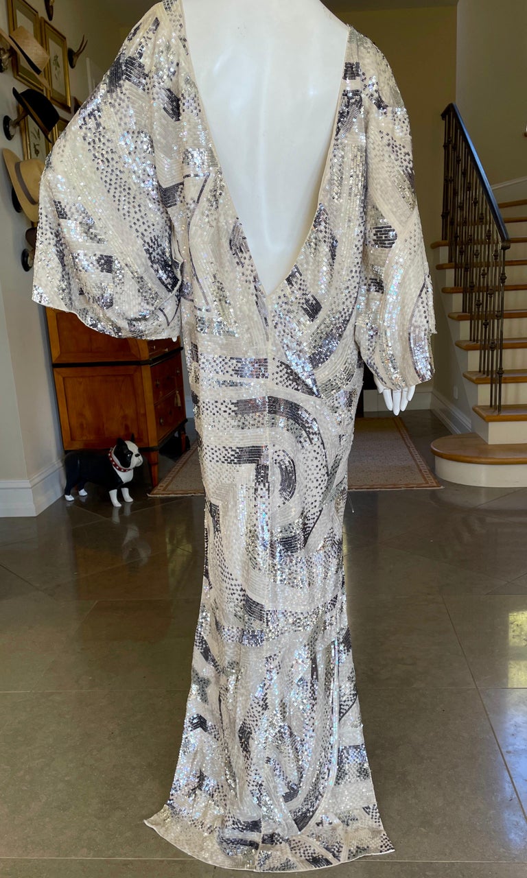 Emilio Pucci by Peter Dundas Sequin Kimono Style Evening Dress with Low Cut  Back For Sale at 1stDibs | low cut kimono