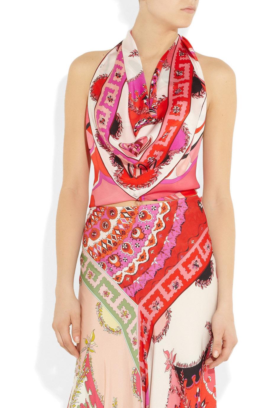 EMILIO PUCCI by Peter Dundas Signature Print Seidenbluse Maxirock Anzug Set 42 im Angebot 6