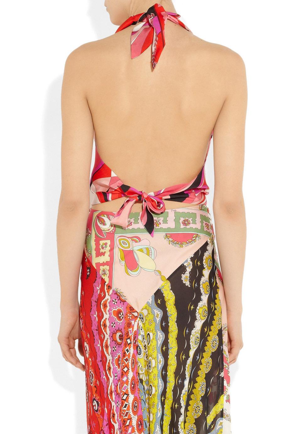 EMILIO PUCCI by Peter Dundas Signature Print Seidenbluse Maxirock Anzug Set 42 im Angebot 7