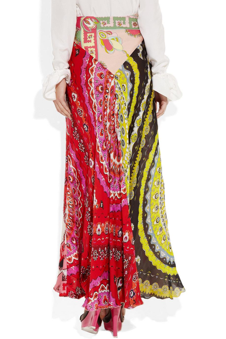 EMILIO PUCCI by Peter Dundas Signature Print Seidenbluse Maxirock Anzug Set 42 im Angebot 12