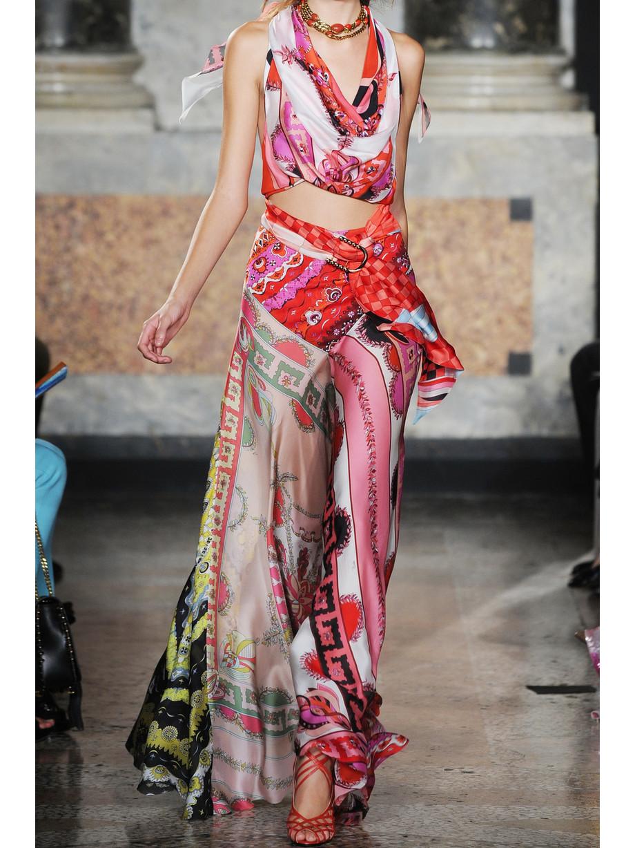 EMILIO PUCCI by Peter Dundas Signature Print Seidenbluse Maxirock Anzug Set 42 im Angebot 14