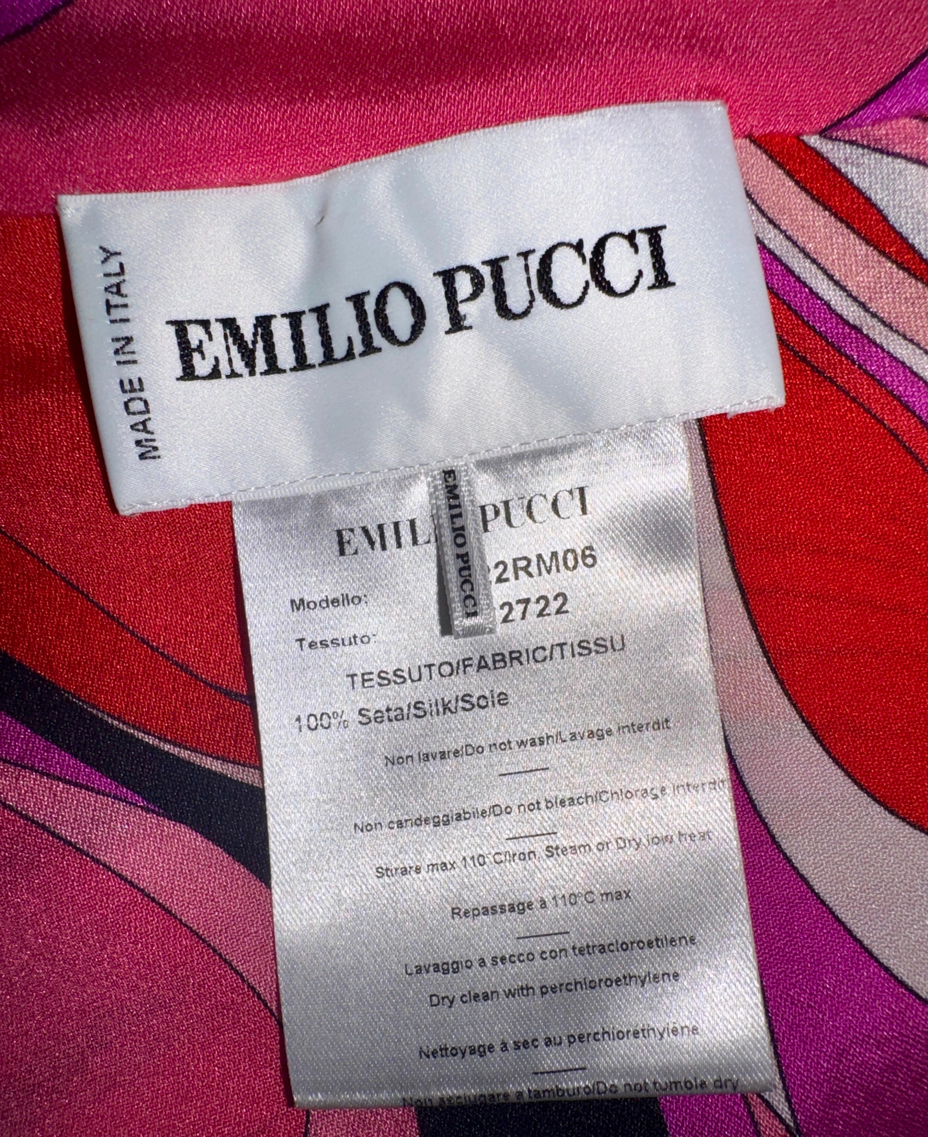 EMILIO PUCCI by Peter Dundas Signature Print Seidenbluse Maxirock Anzug Set 42 im Angebot 1