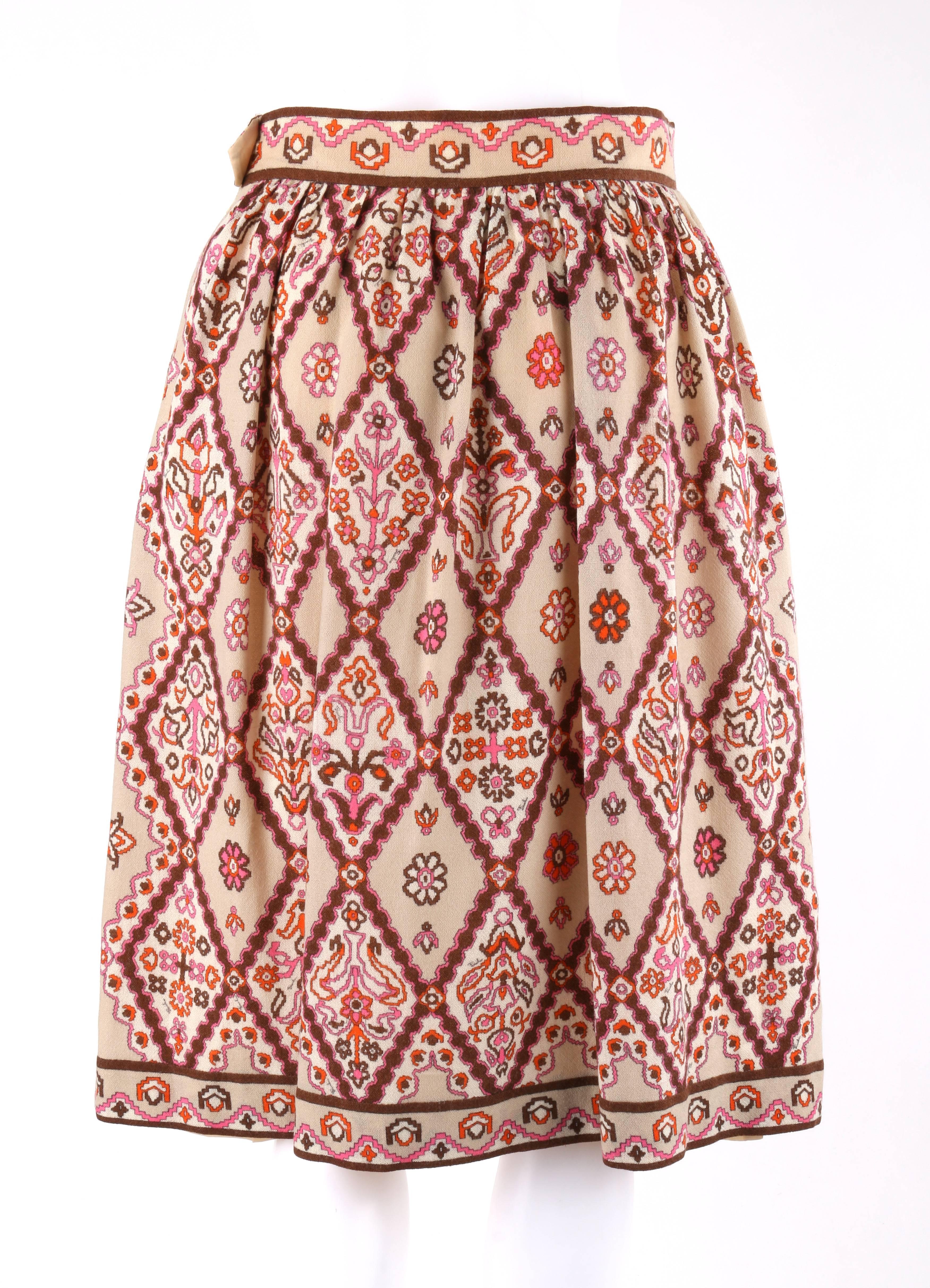 Emilio Pucci Signature Print Shirt Blouse Gathered Skirt Dress Set, circa 1950s For Sale 5