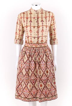Emilio Pucci Signature Print Shirt Blouse Gathered Skirt Dress Set, circa 1950s