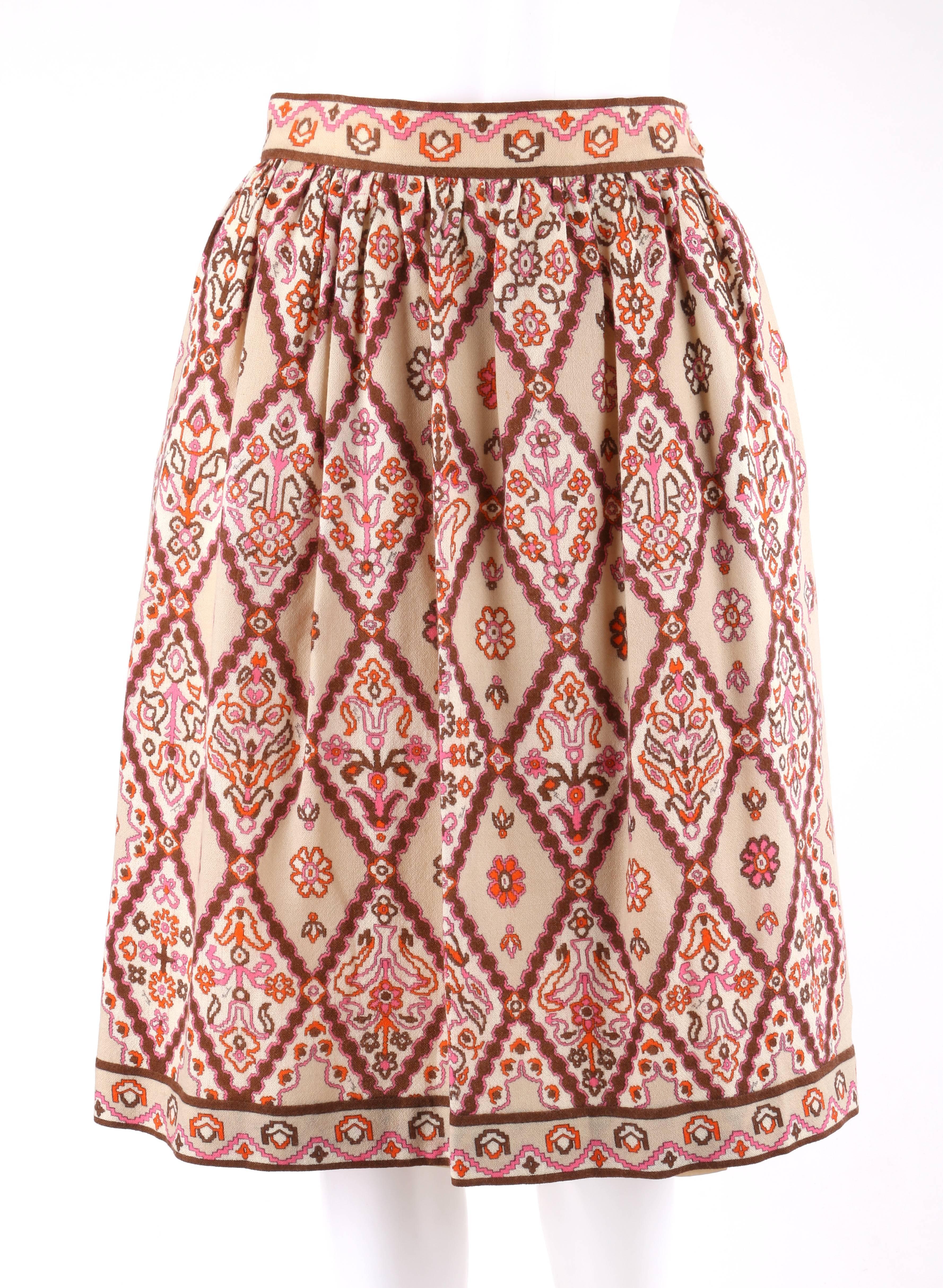 Emilio Pucci Signature Print Shirt Blouse Gathered Skirt Dress Set, circa 1950s For Sale 3