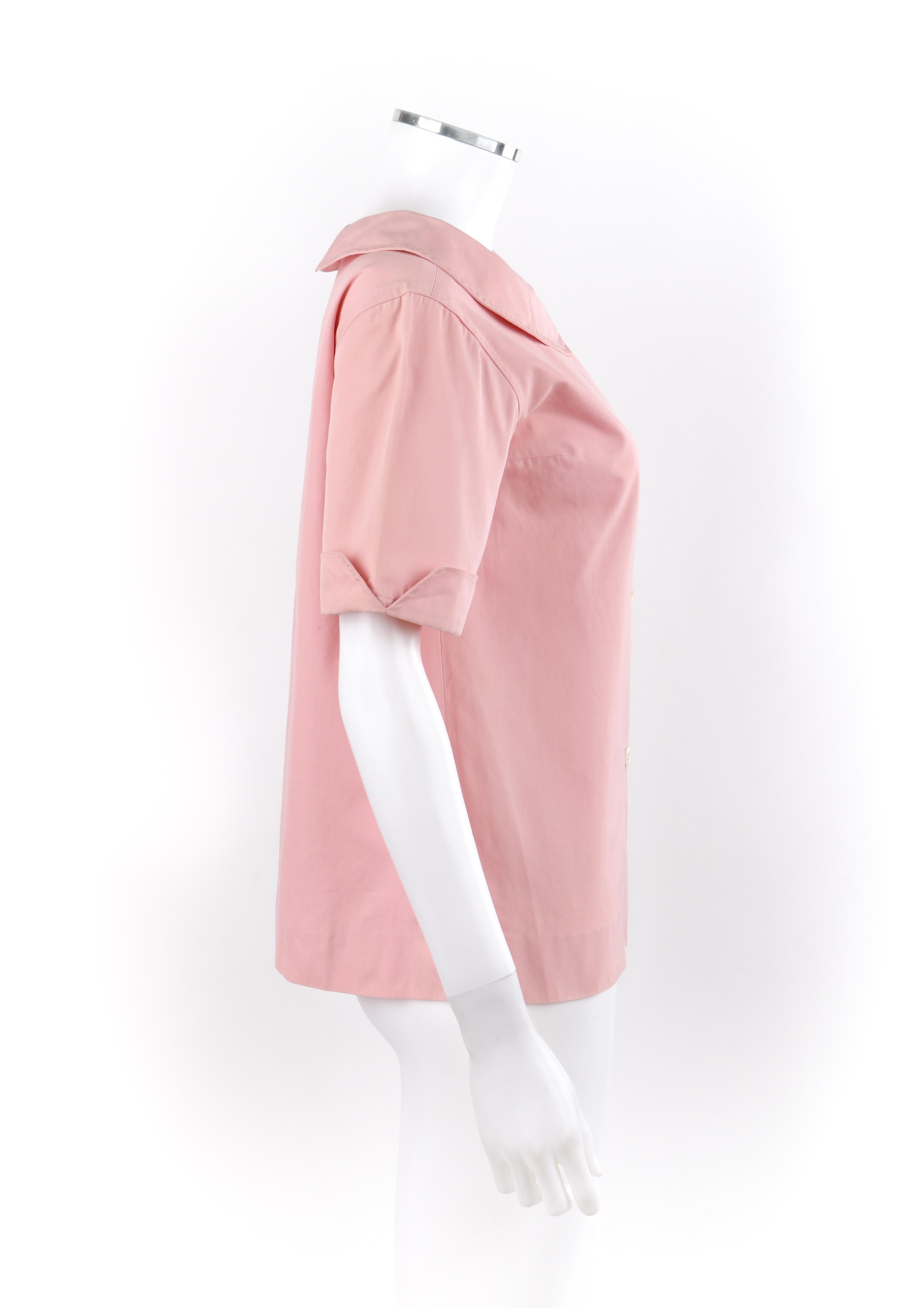 EMILIO PUCCI c.1950 Rosa Button Up Camicetta a maniche corte - Design precoce In condizioni buone in vendita a Thiensville, WI