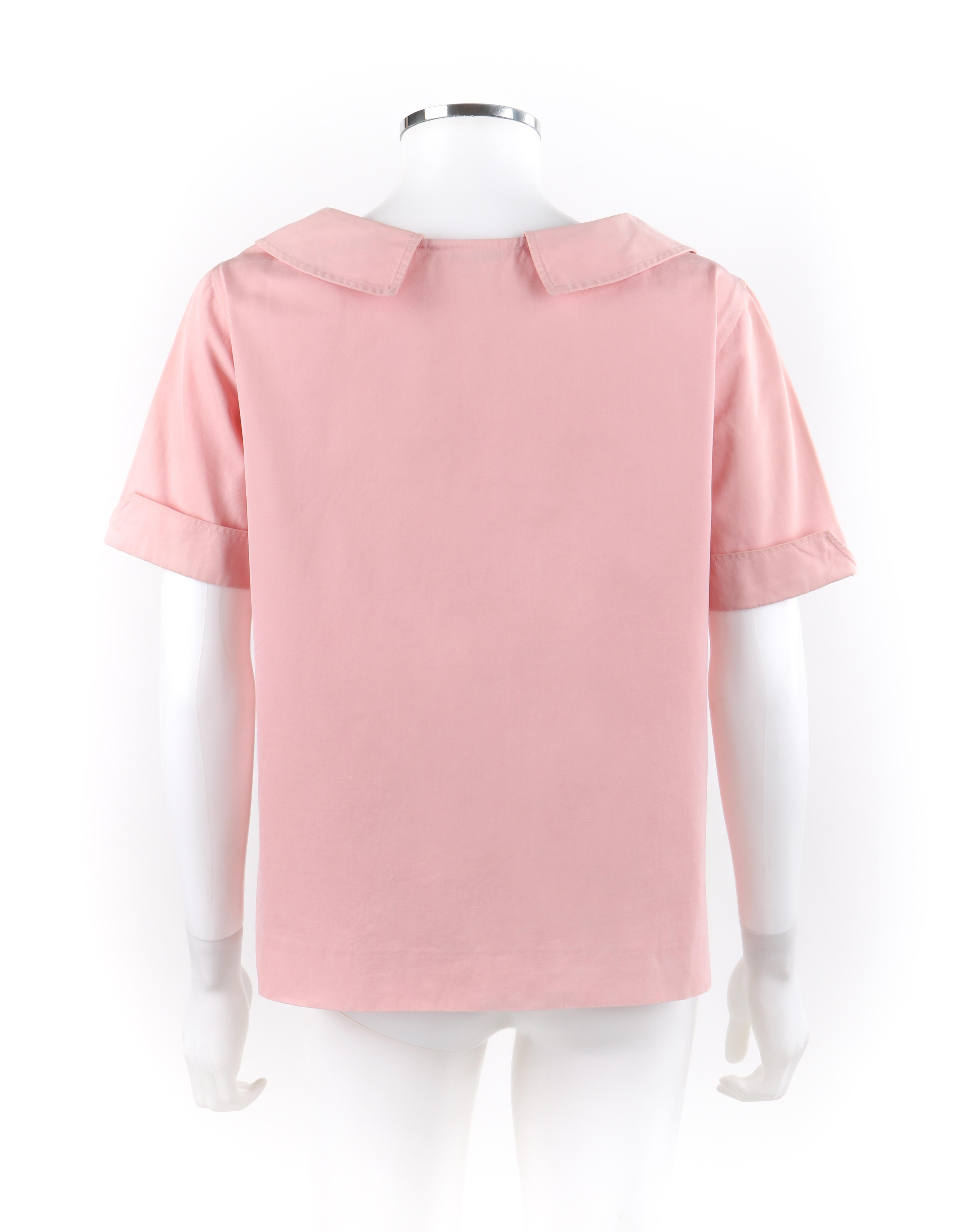 Donna EMILIO PUCCI c.1950 Rosa Button Up Camicetta a maniche corte - Design precoce in vendita