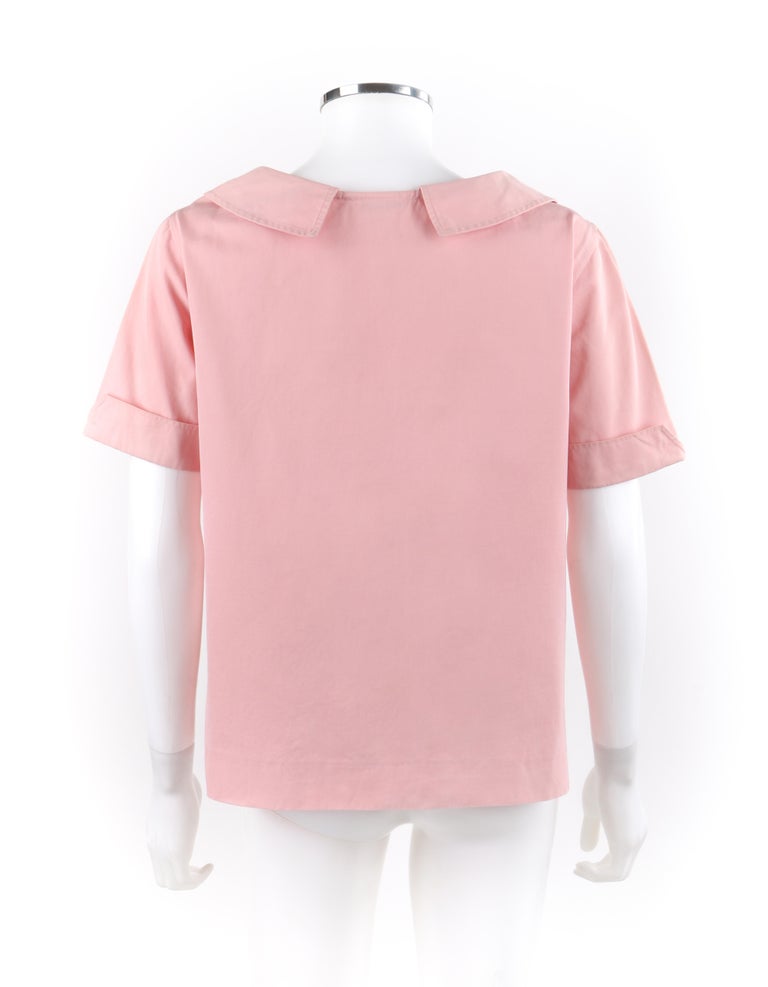 Women's EMILIO PUCCI c.1950’s Pink Button Up Short Sleeve Blouse Top - Early Design For Sale