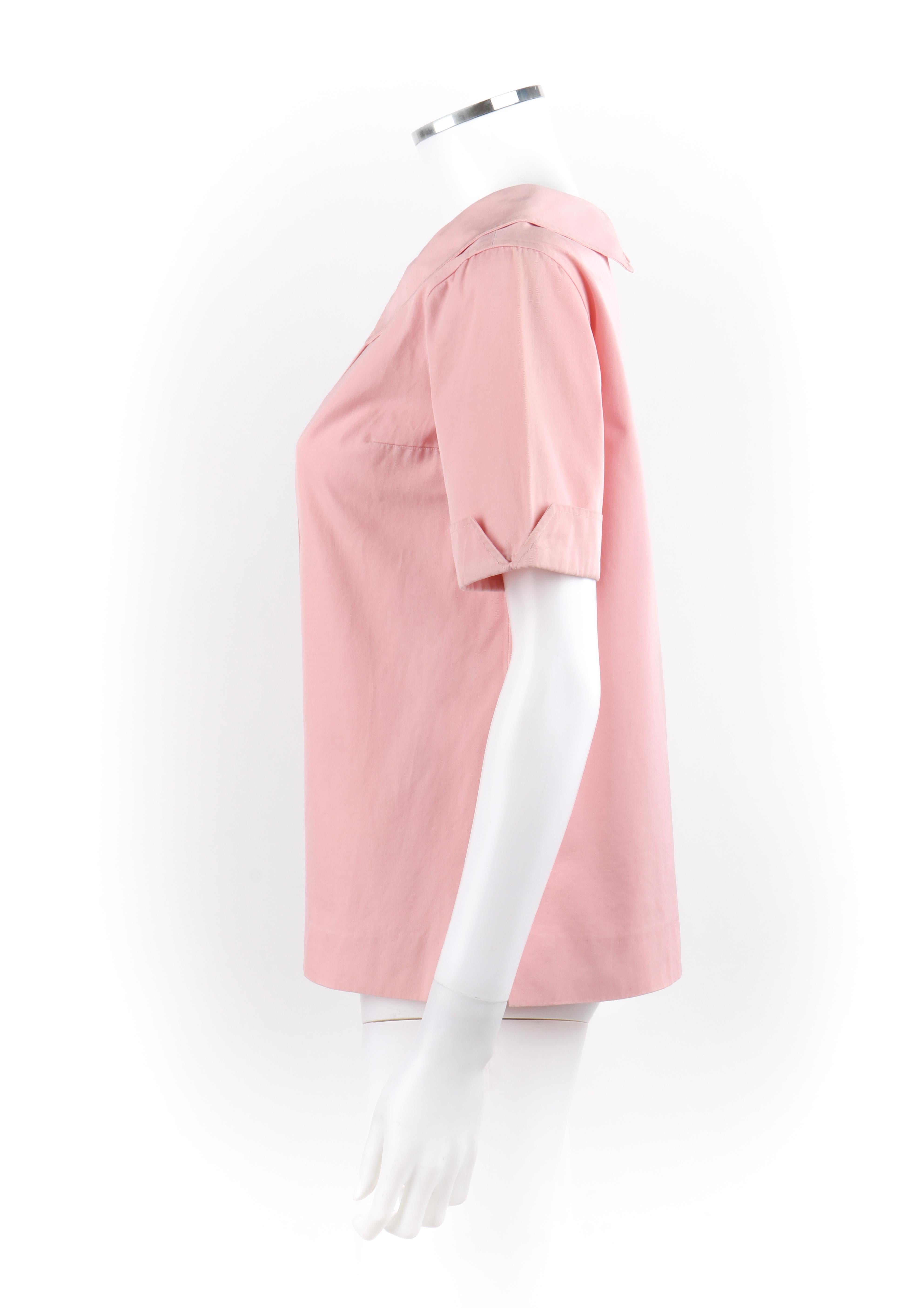 EMILIO PUCCI c.1950 Rosa Button Up Camicetta a maniche corte - Design precoce in vendita 1