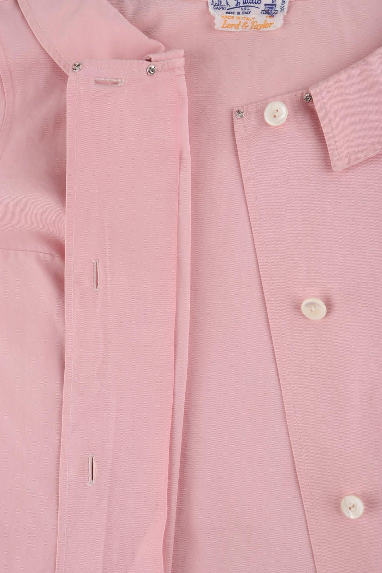 EMILIO PUCCI c.1950’s Pink Button Up Short Sleeve Blouse Top - Early Design For Sale 3