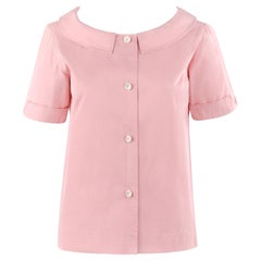 EMILIO PUCCI c.1950’s Pink Button Up Short Sleeve Blouse Top - Early Design