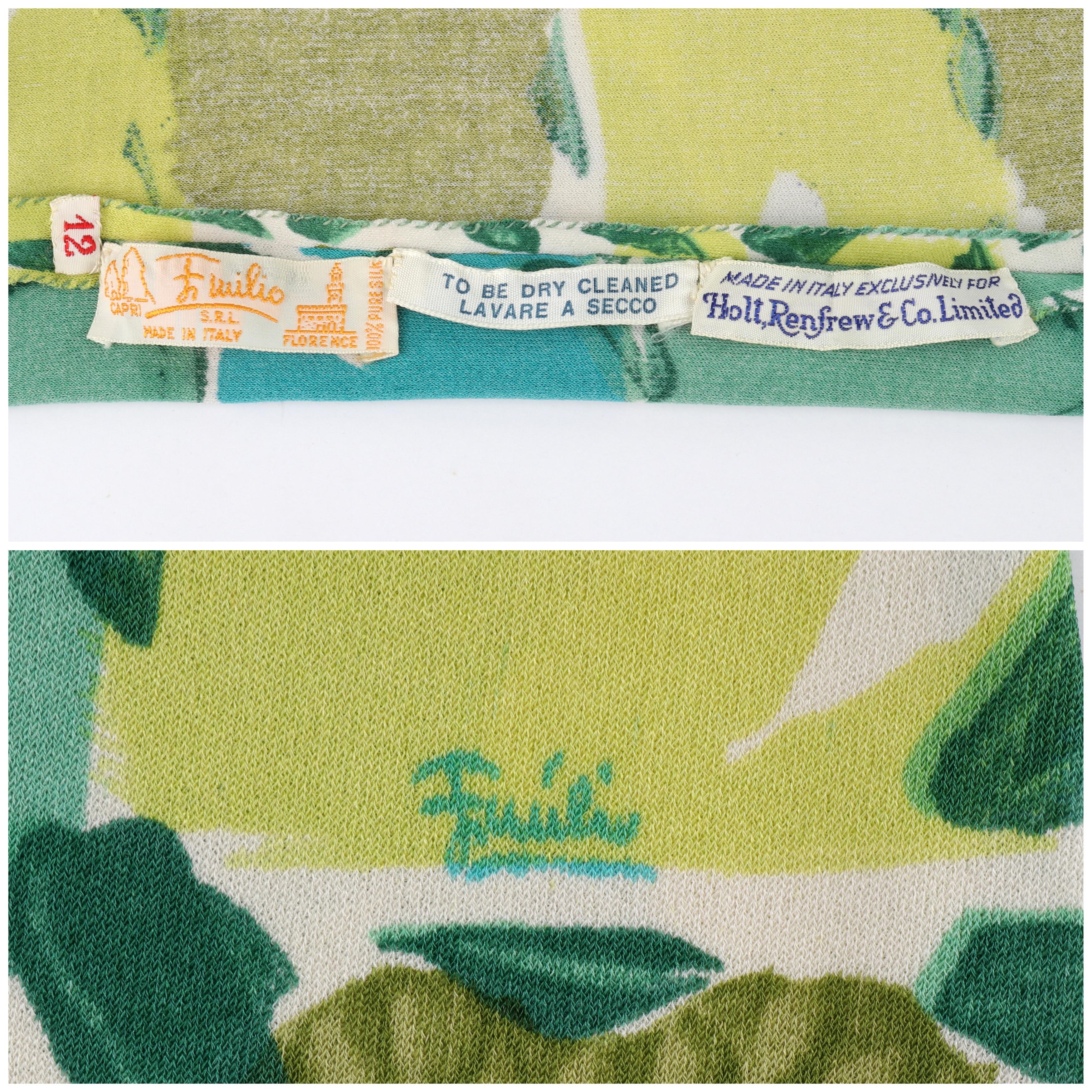 Emilio PUCCI c.1956 Blue Yellow Green Abstract Floral Check Print Silk Sweater (Pull en soie à imprimé floral abstrait) en vente 6