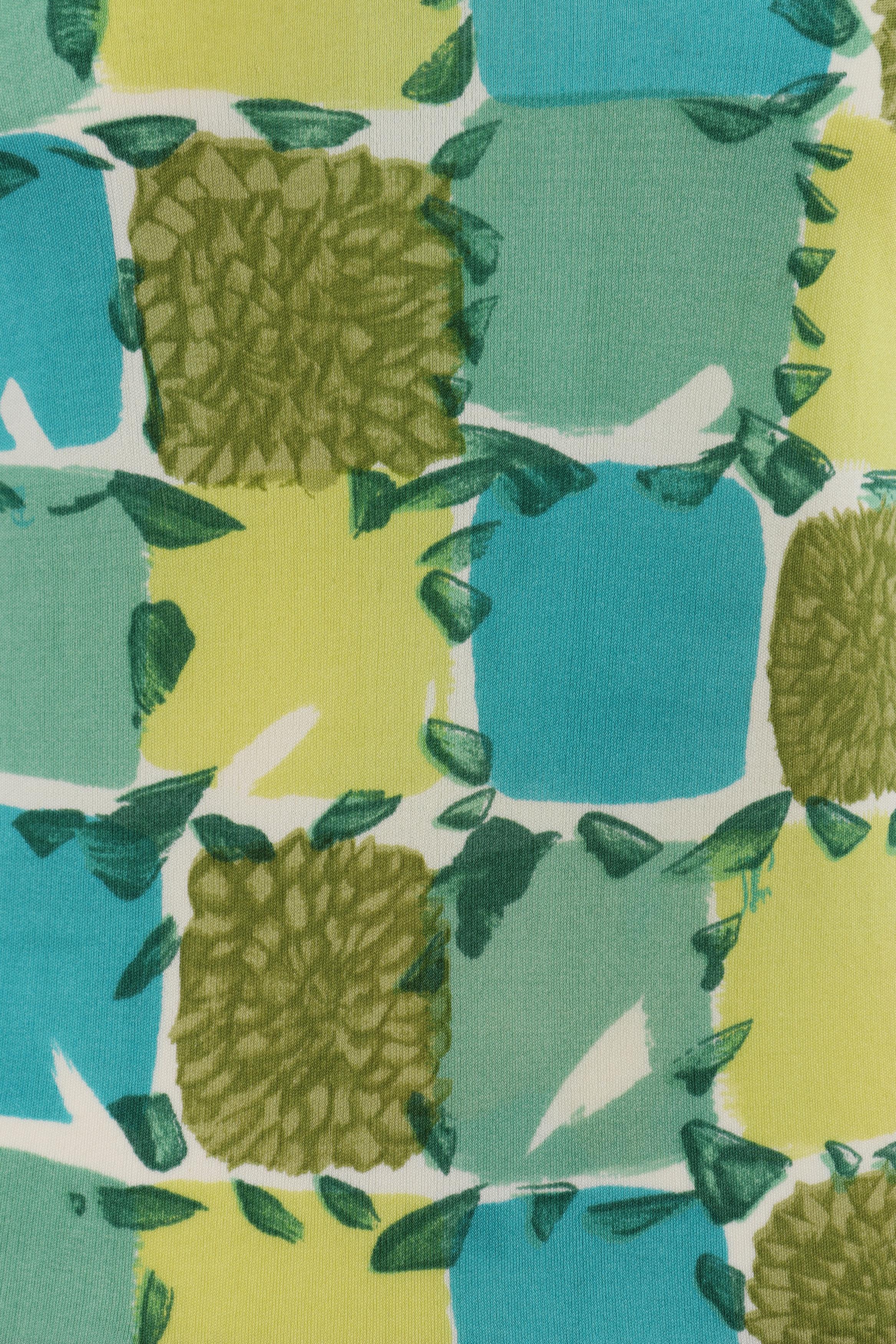 Emilio PUCCI c.1956 Blue Yellow Green Abstract Floral Check Print Silk Sweater (Pull en soie à imprimé floral abstrait) en vente 5