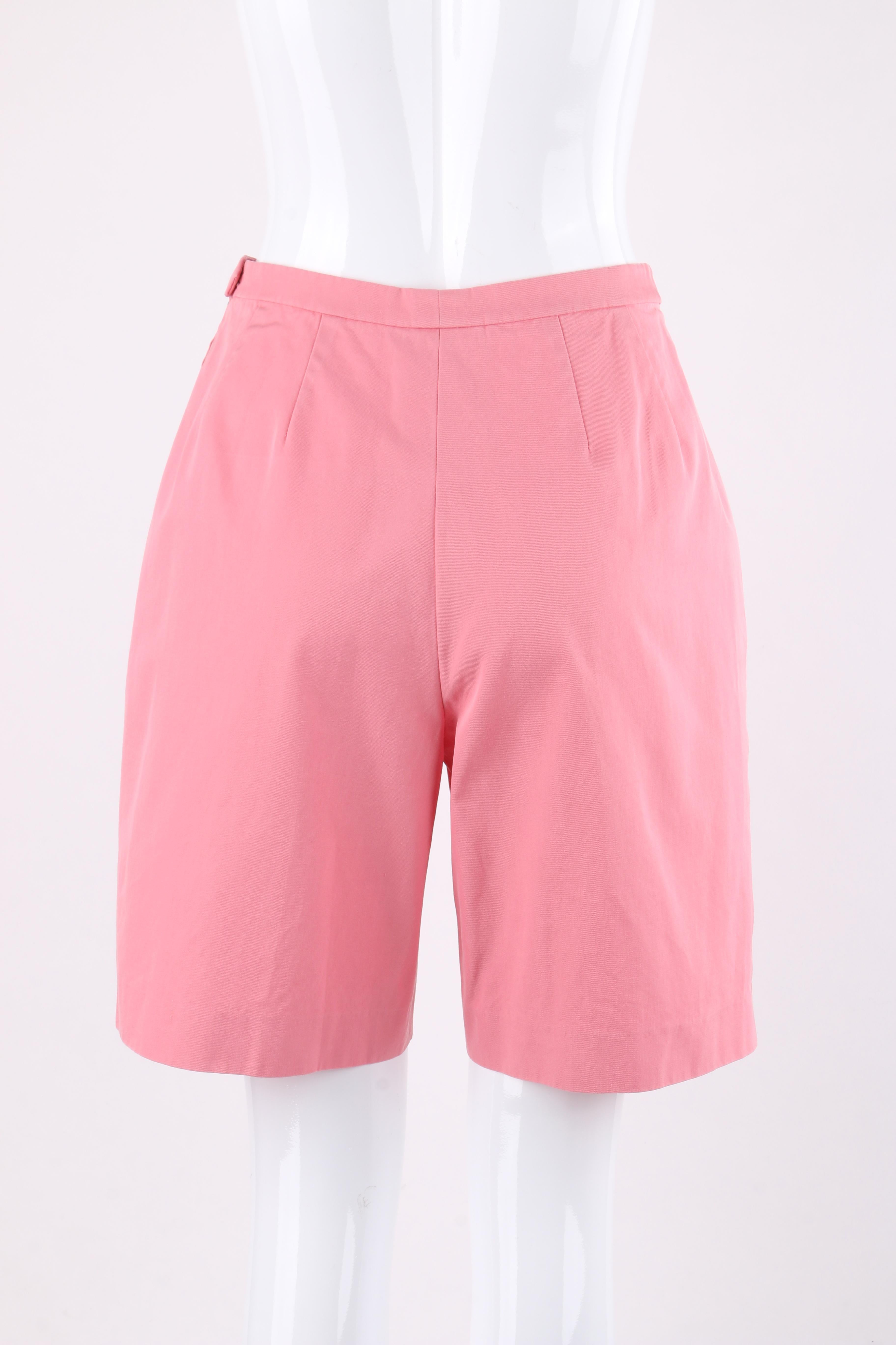 EMILIO PUCCI c.1960’s 2 Pc Pink Multi-color Tribal Button Front Shirt Shorts Set For Sale 1