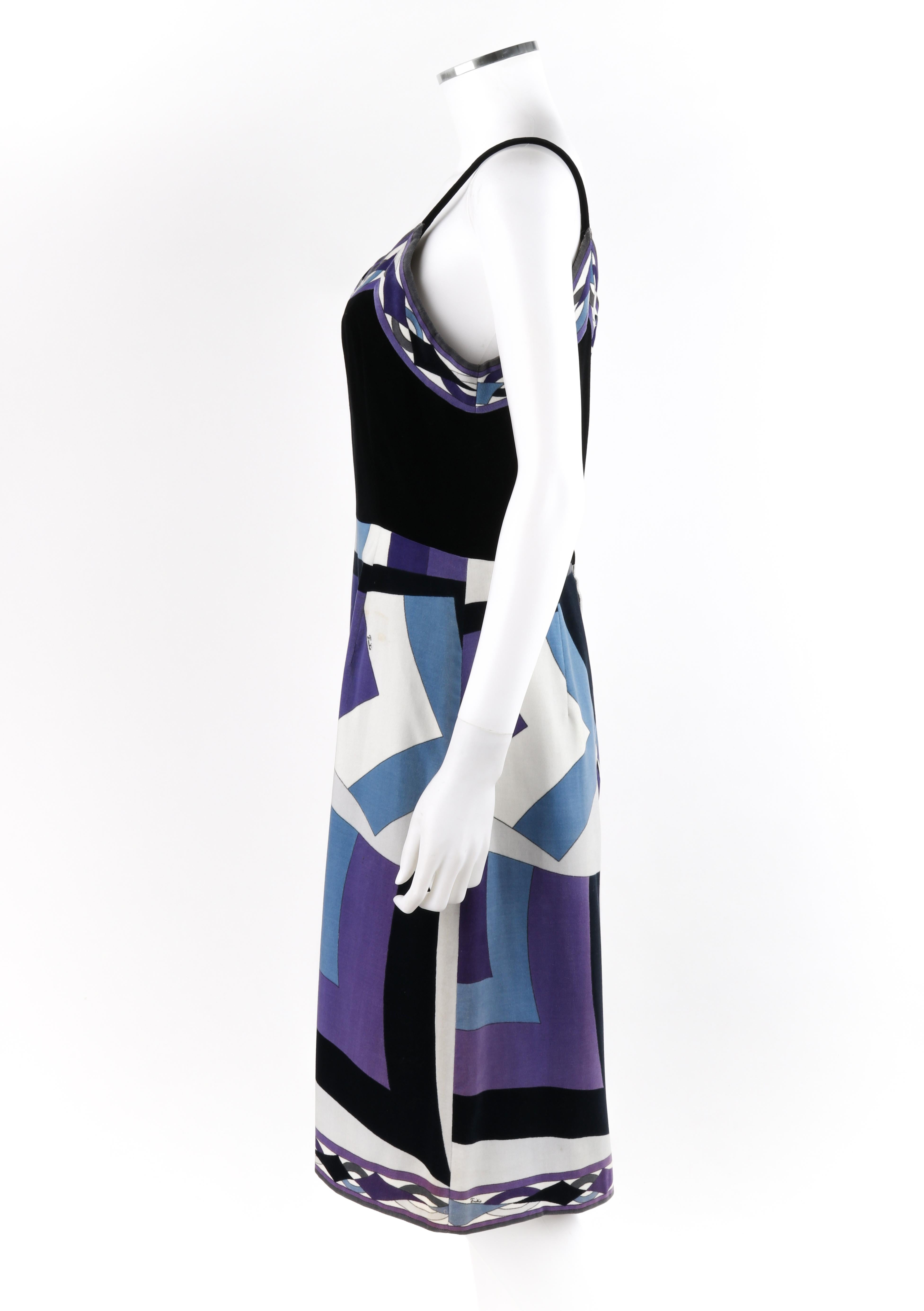 EMILIO PUCCI c.1960's 2pc Geometric Signature Print Velveteen Dress ...