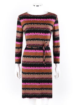 EMILIO PUCCI c.1960's Abstract Geometric Stripe Signature Belted Shift Dress