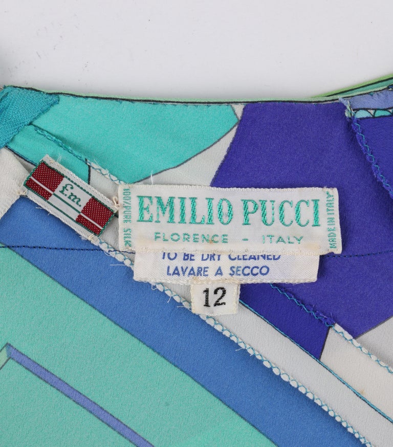 Vintage Emilio Pucci Signature Print Blue & Black Velvet 1960s Dress – Modig