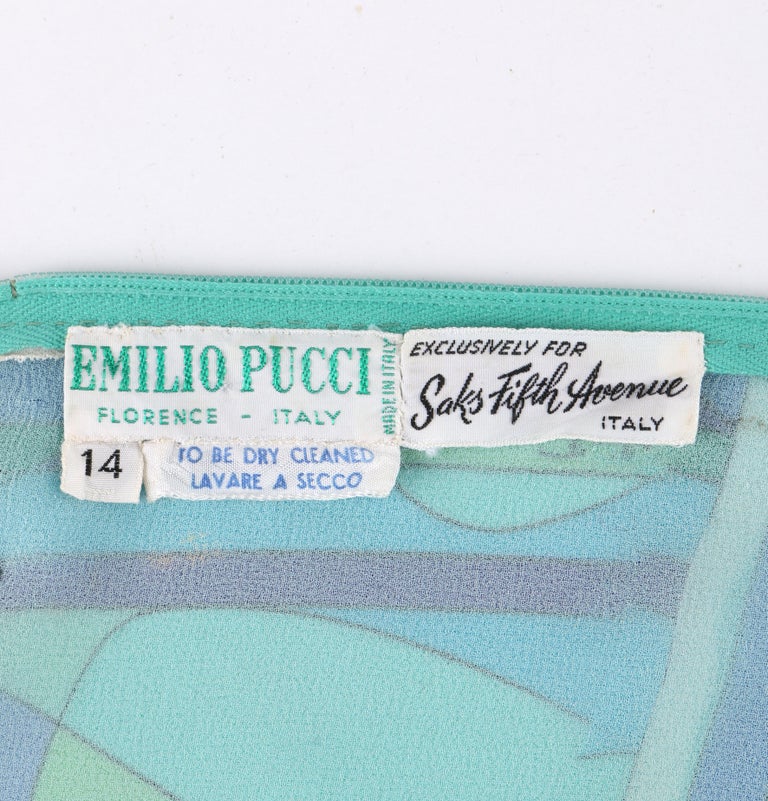 EMILIO PUCCI c.1960’s Blue Multi-Color Op Art Signature Print Sheath ...