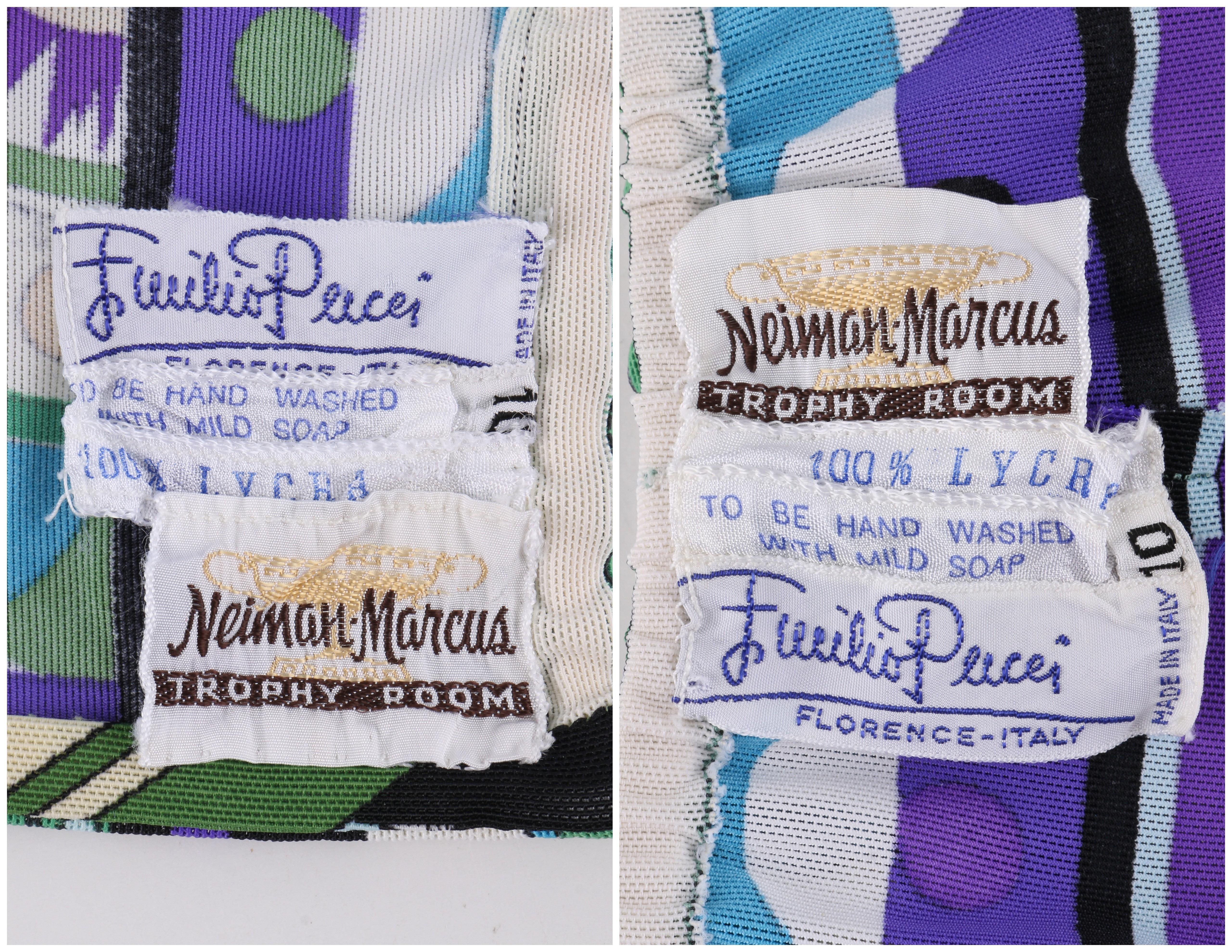 EMILIO PUCCI c.1960 Blu Stampa Firma 2 Pezzi Bikini Costume da bagno in vendita 2